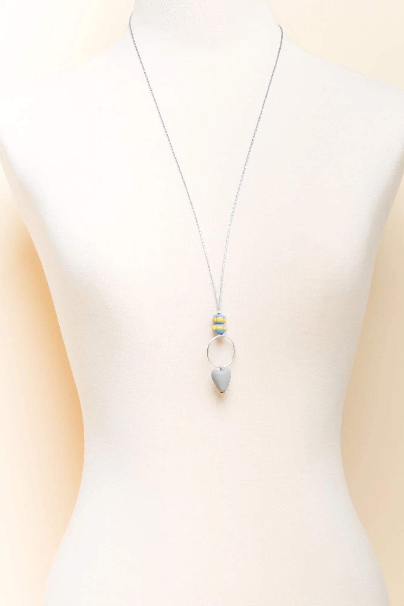Romina Grey Heart Beaded Necklace - Image 2
