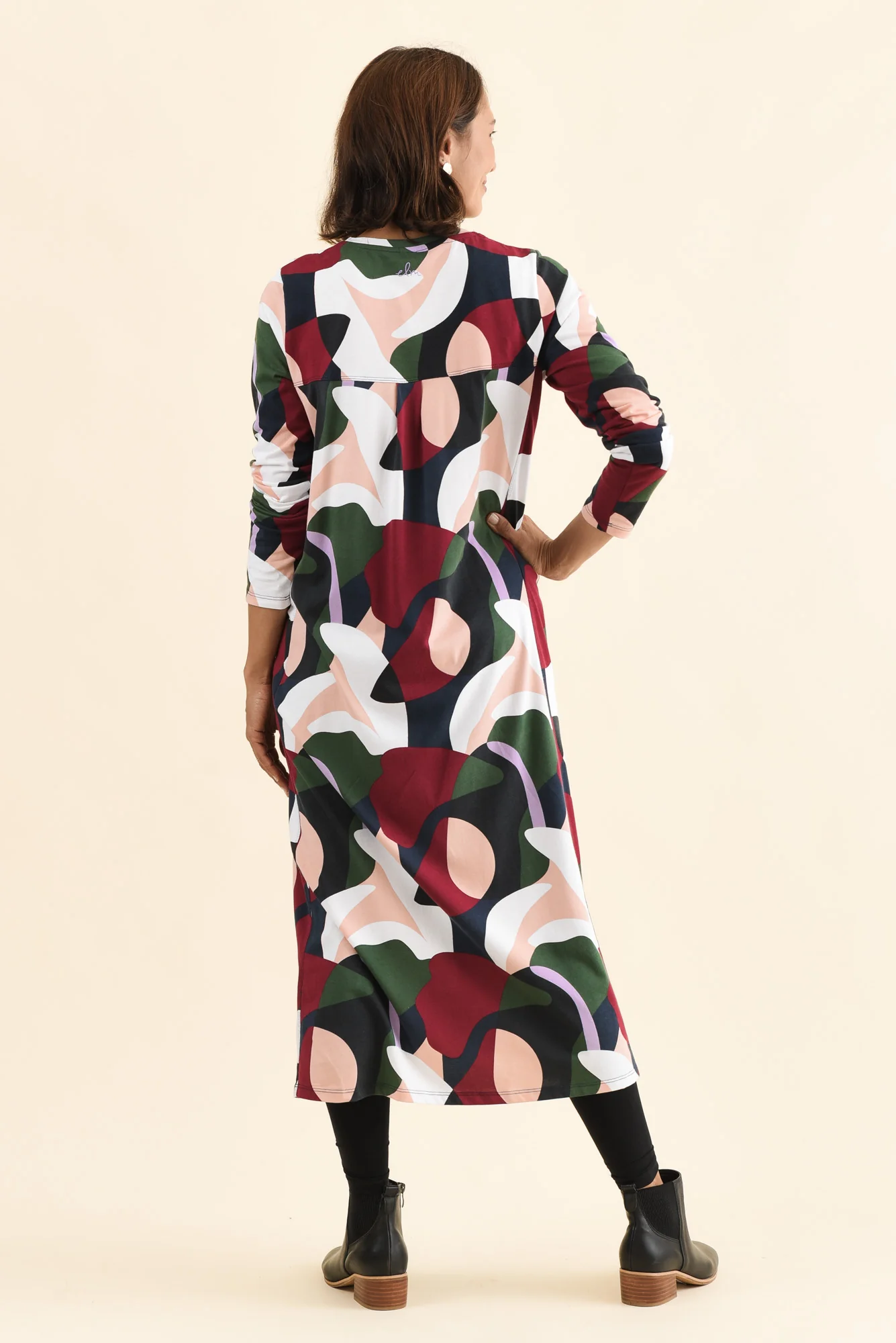 Ronja Red Abstract Cotton Pocket Dress - Image 5