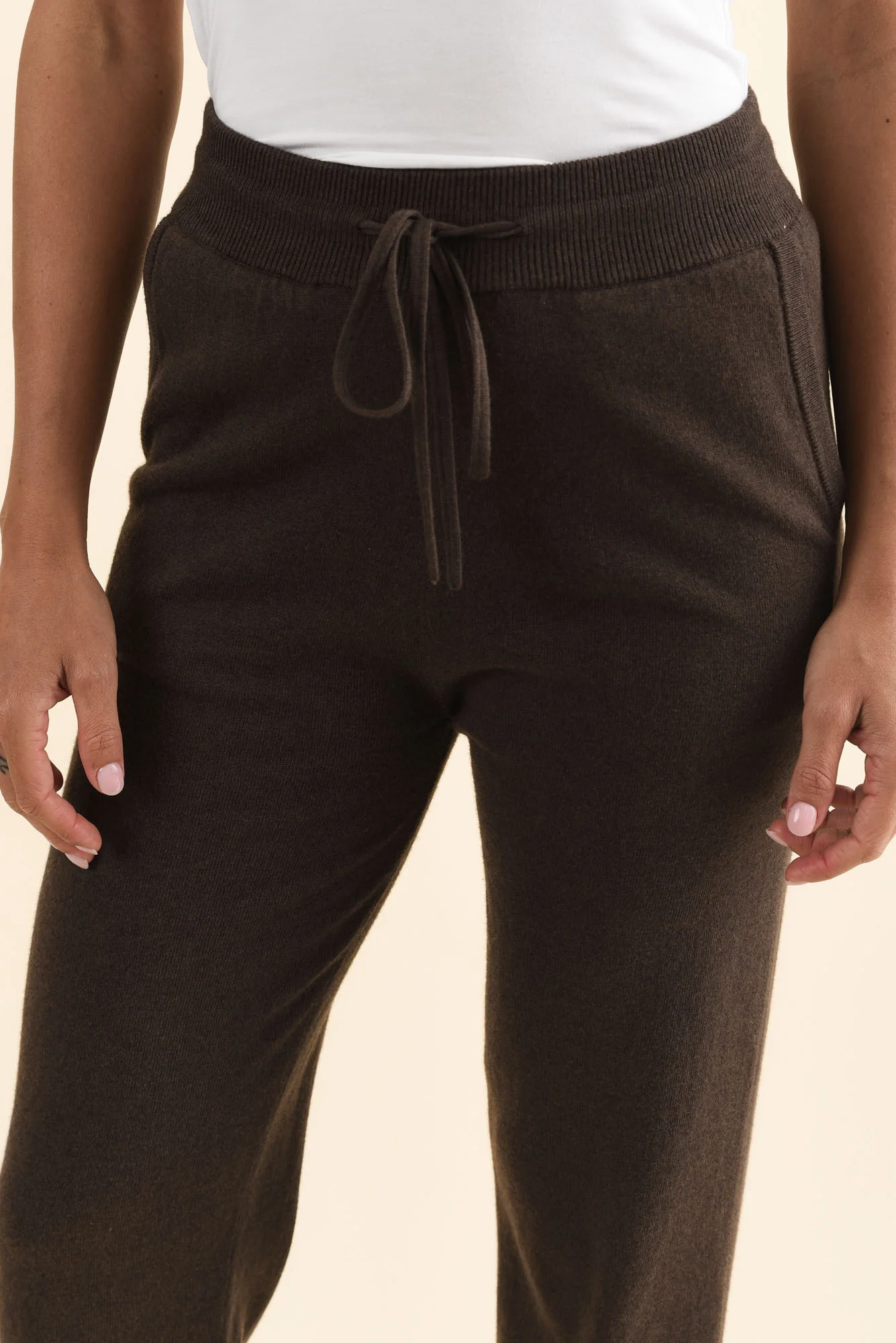 Rowan Chocolate Cotton Cashmere Knit Pants - Image 5