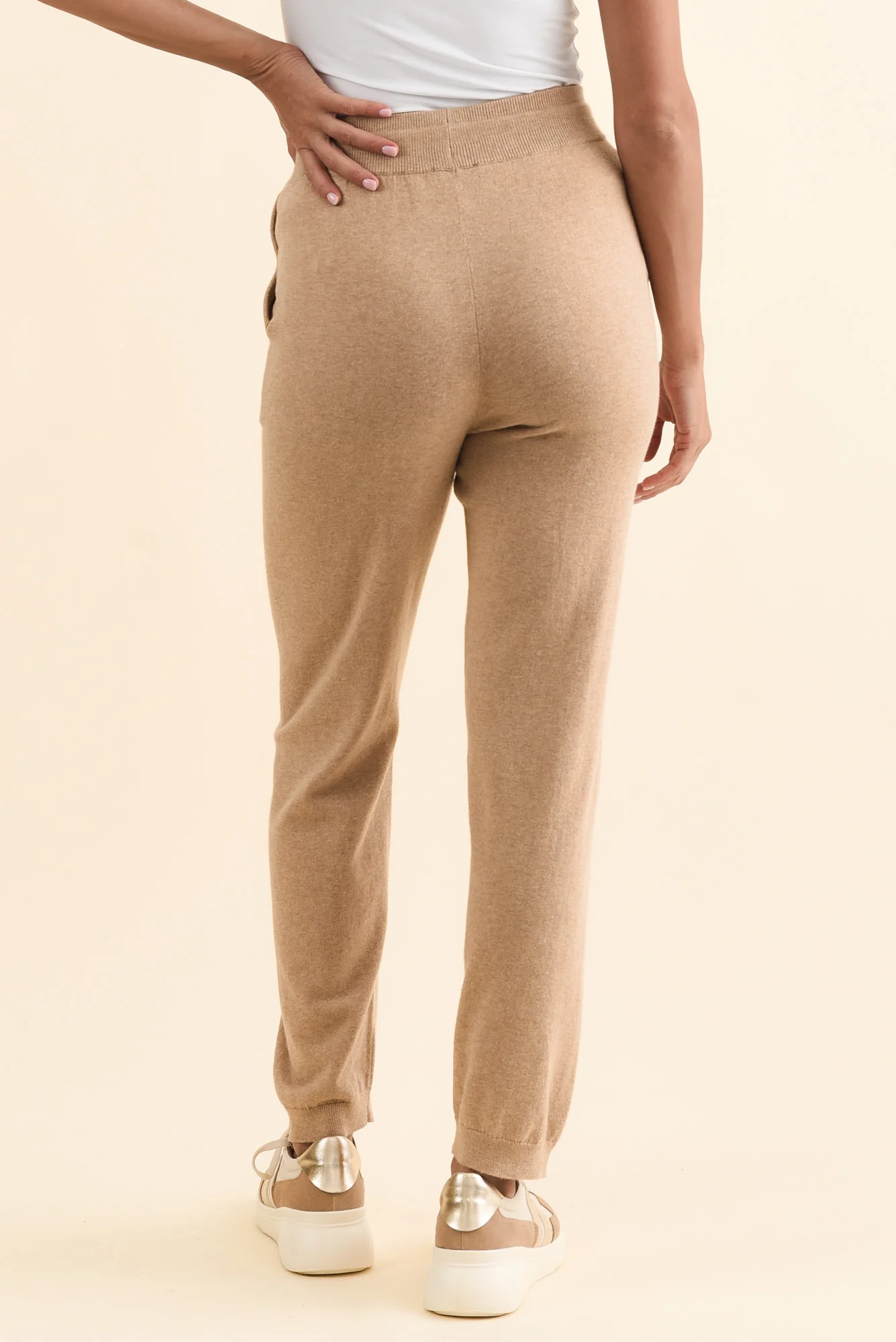 Rowan Cream Cotton Cashmere Knit Pants - Image 4
