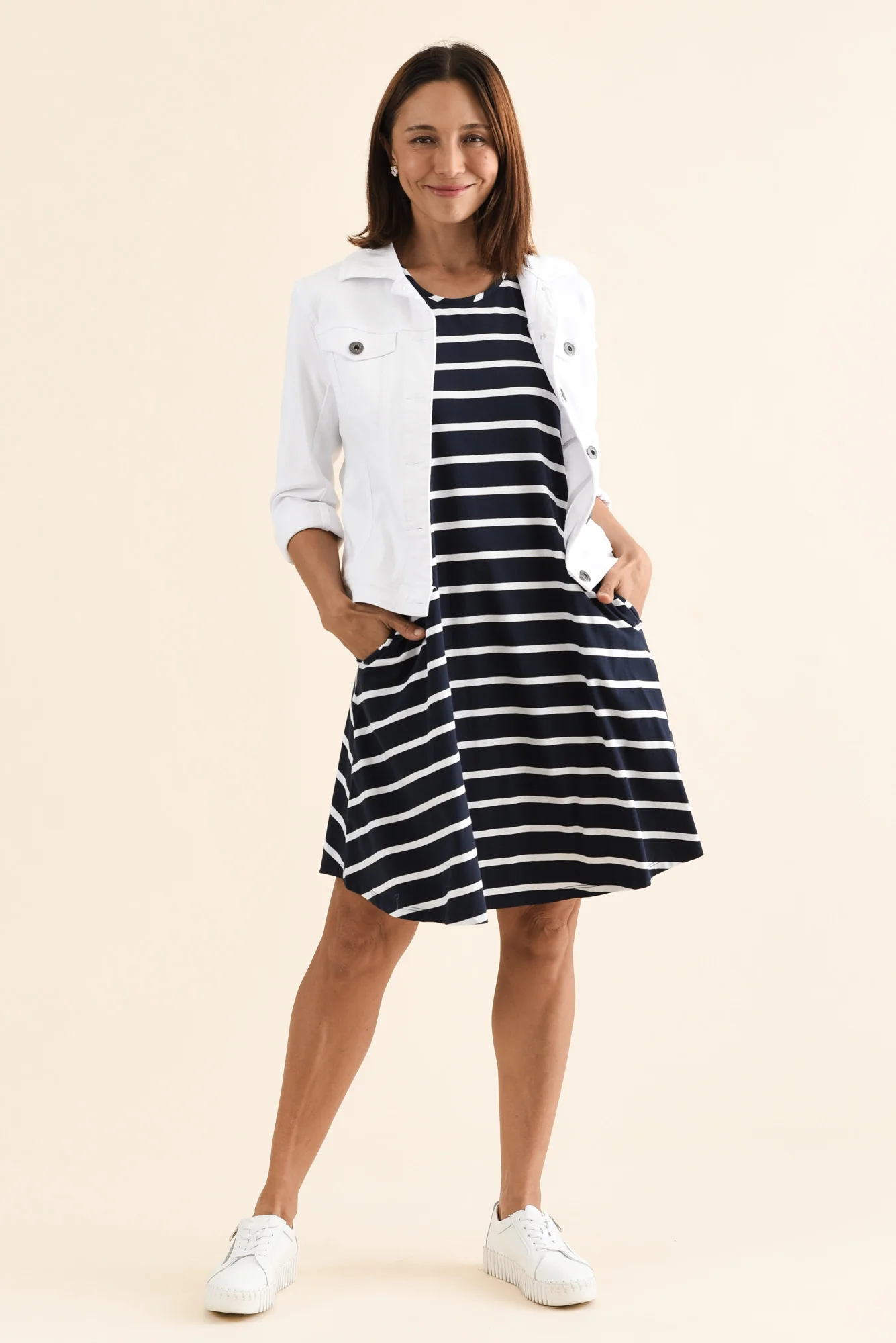 Roxanne Indigo Stripe Swing Dress