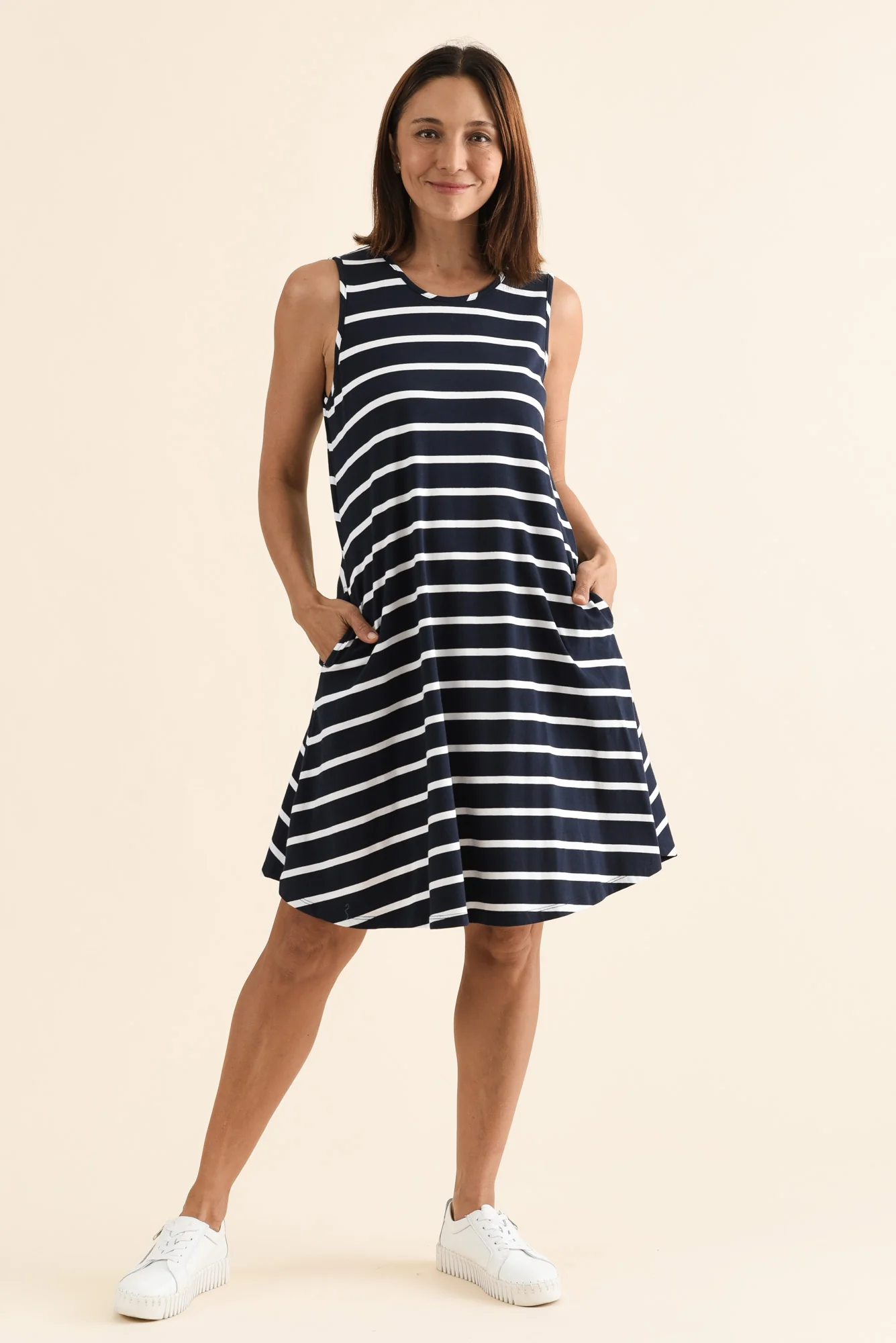 Roxanne Indigo Stripe Swing Dress - Image 2
