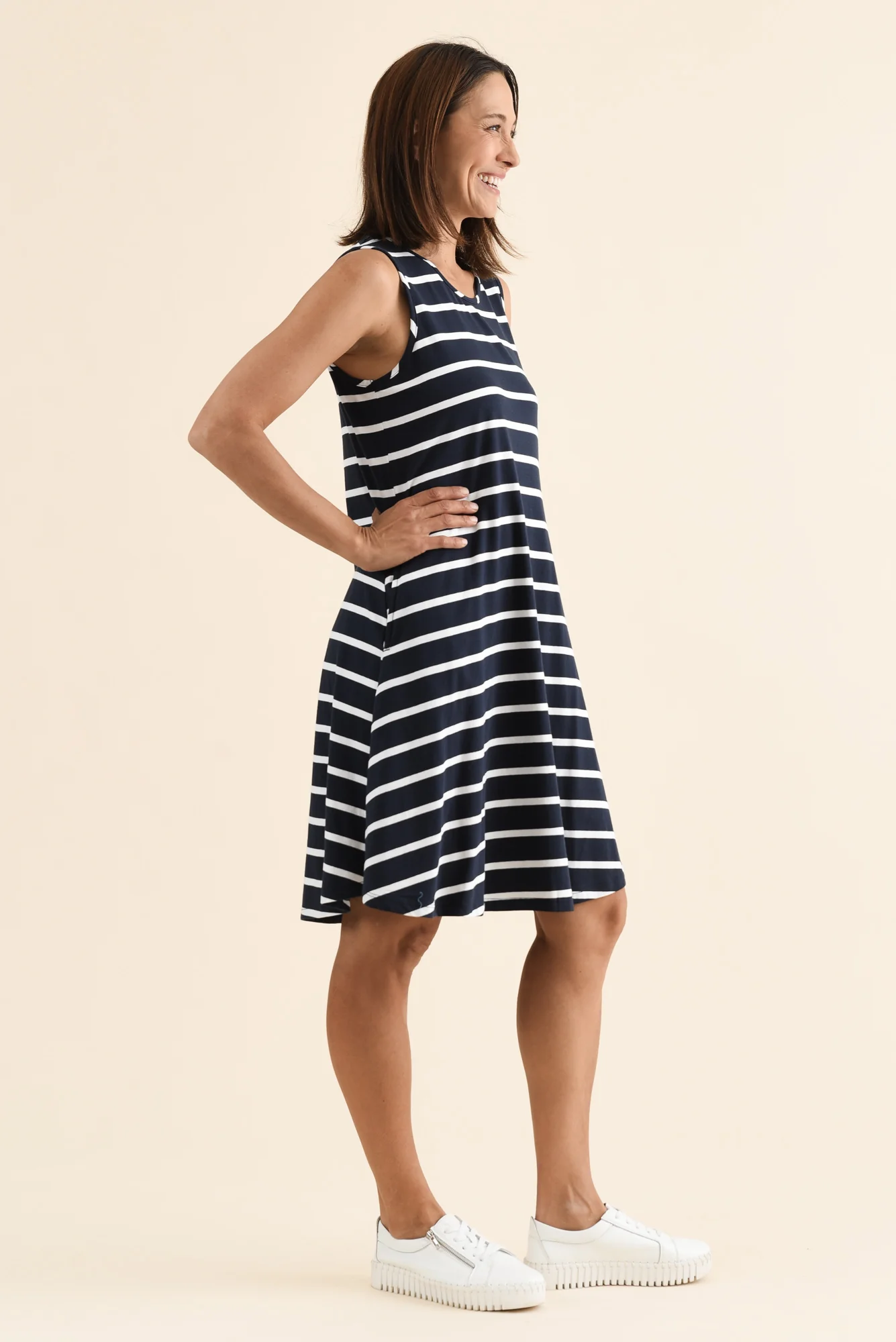 Roxanne Indigo Stripe Swing Dress - Image 3