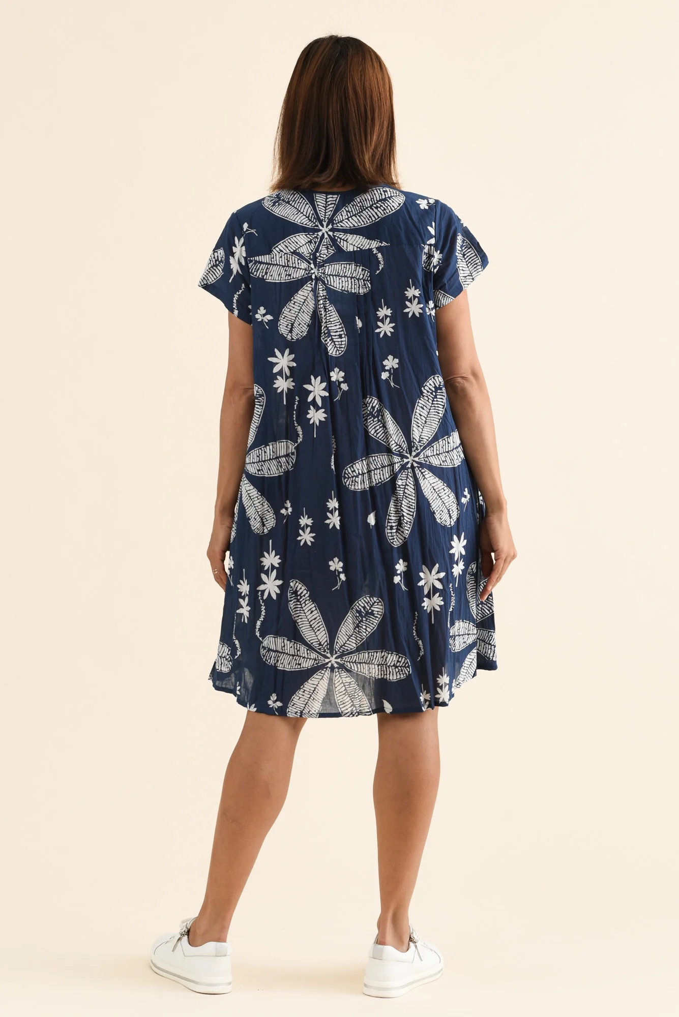 Sabina Navy Flower Crinkle Cotton Dress - Image 5