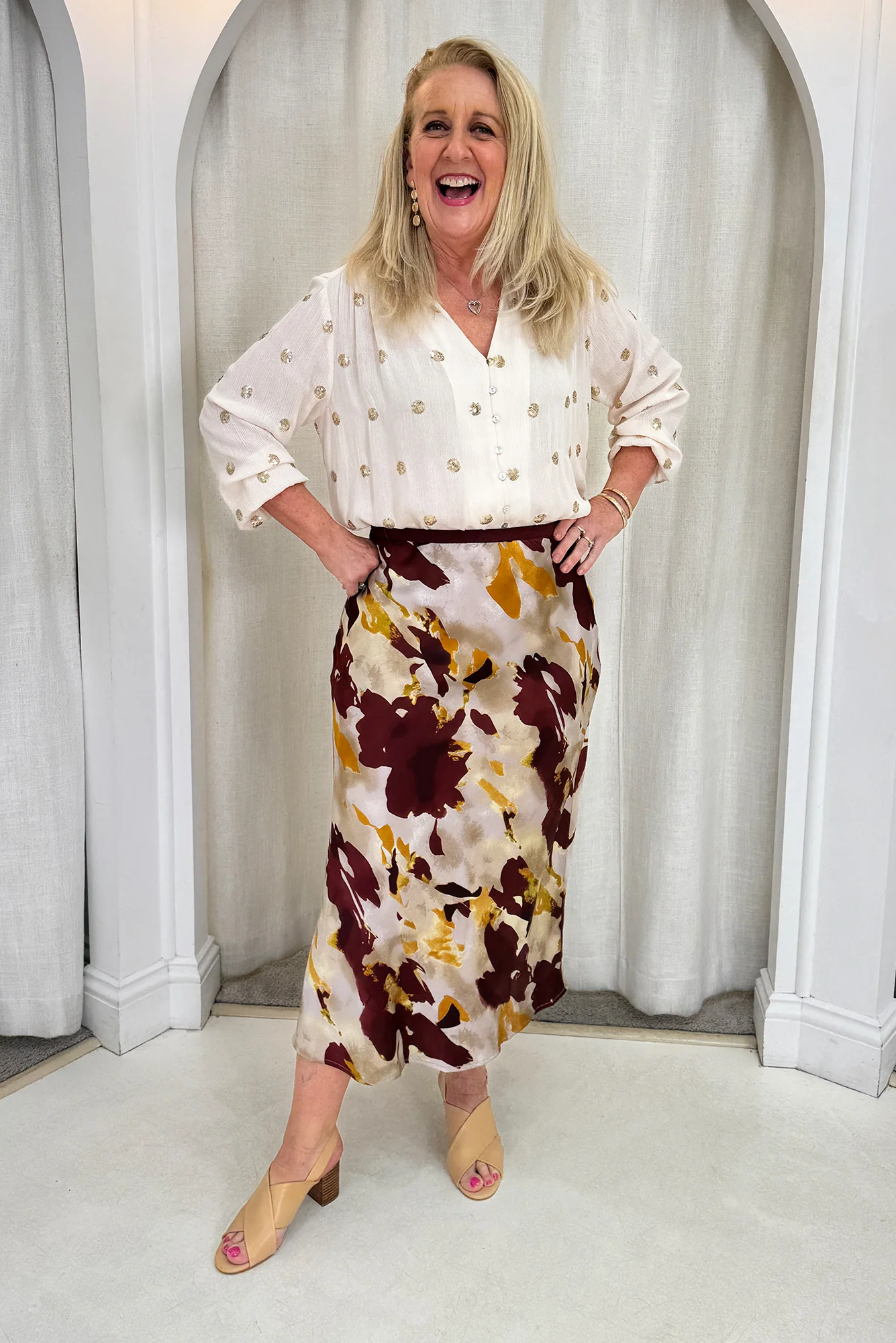 Scout Burgundy Abstract Maxi Skirt - Image 6