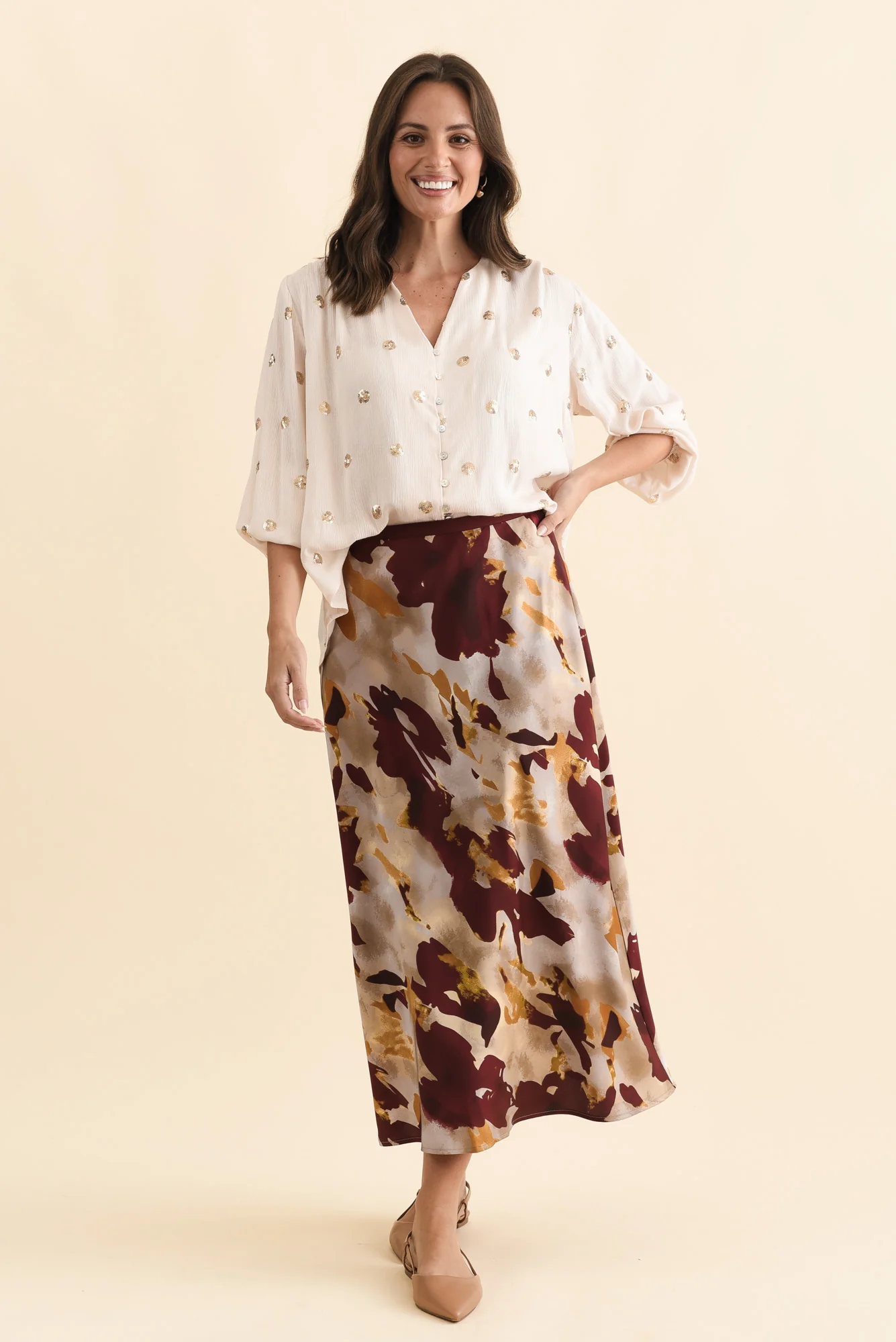 Scout Burgundy Abstract Maxi Skirt - Image 7