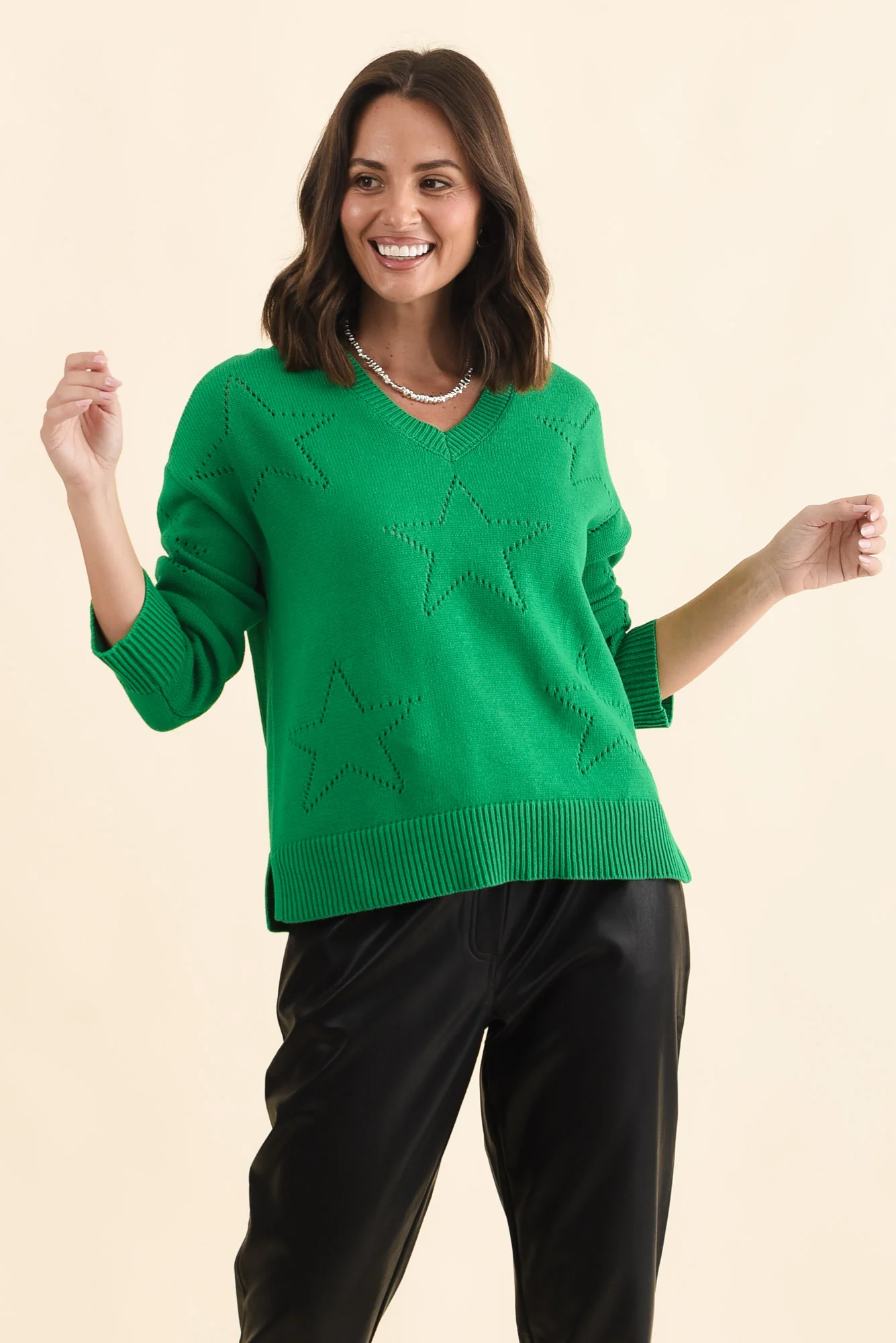 Selene Green Star Cotton Jumper - Image 2