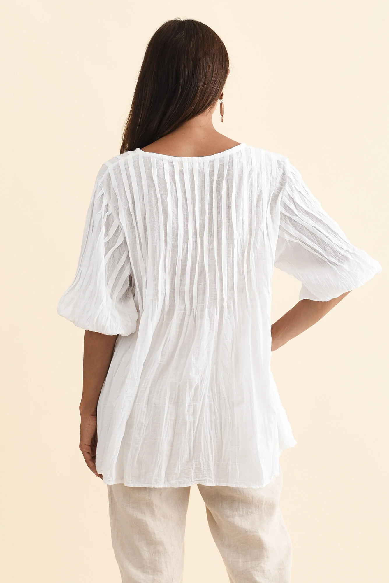 Selma White Crinkle Cotton Top - Image 6
