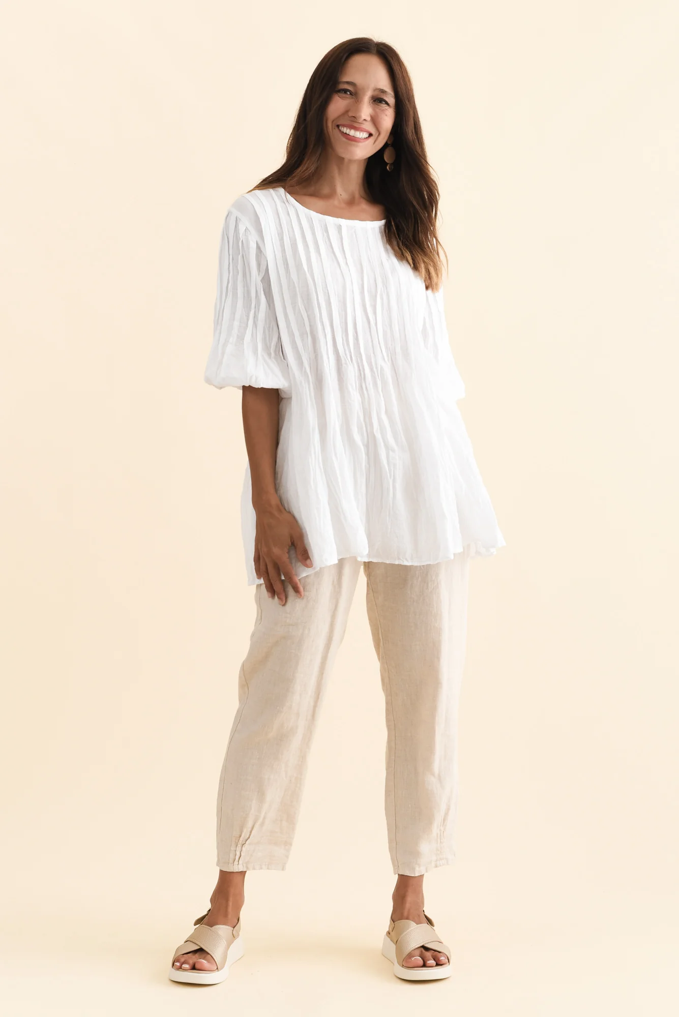 Selma White Crinkle Cotton Top - Image 8