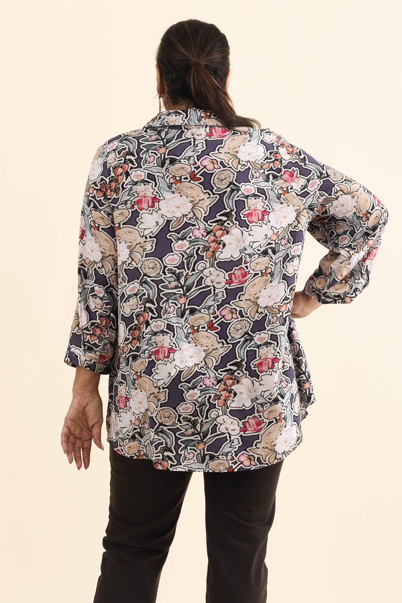 Shanae Navy Garden Collared Shirt - Image 11