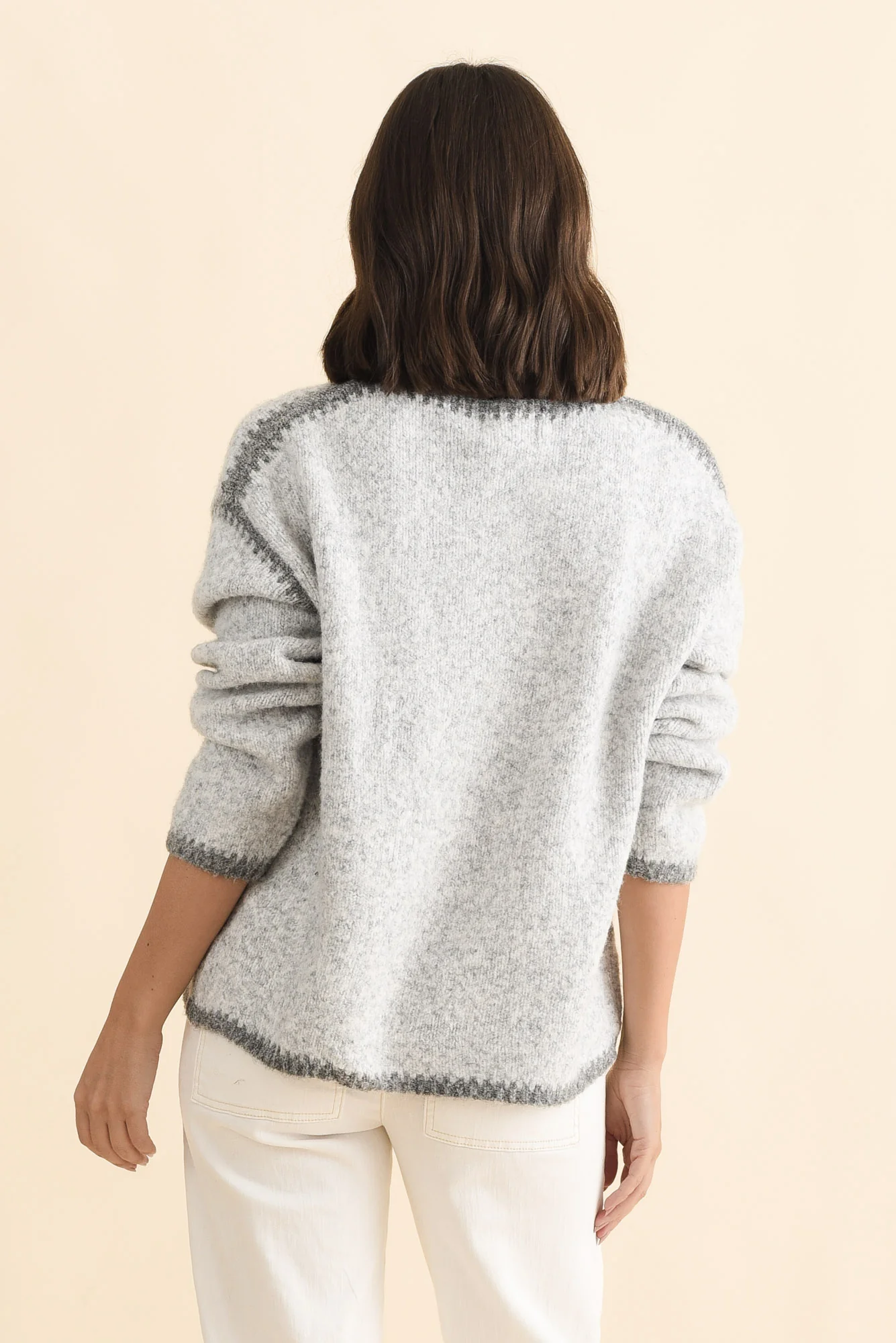 Simba Grey Contrast Knit Jumper - Image 4