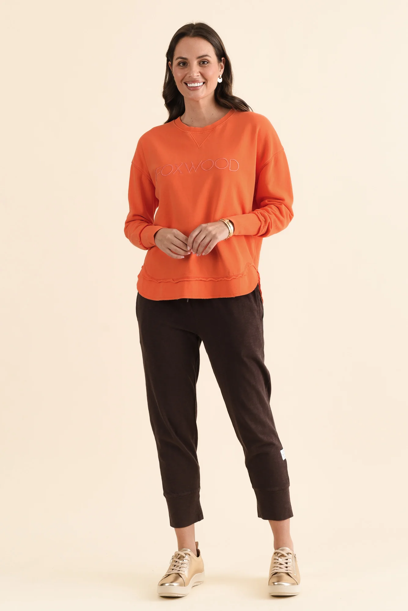 Simplified Orange Cotton Crewneck Sweatshirt - Image 6