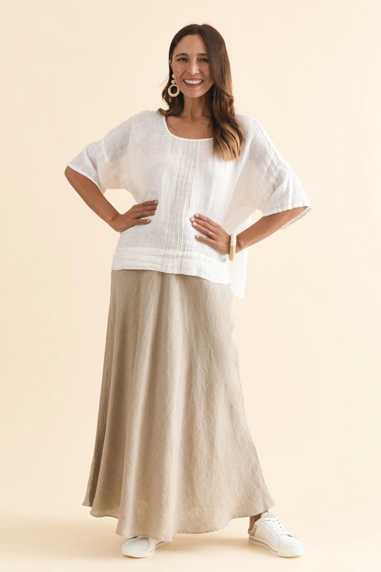 Sottana Beige Linen Maxi Skirt - Image 6
