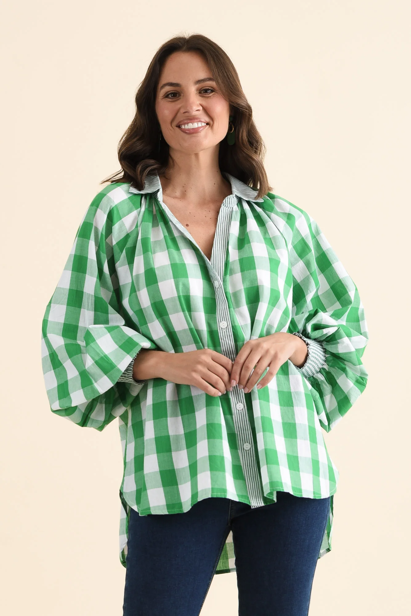 Stephens Green Check Cotton Shirt