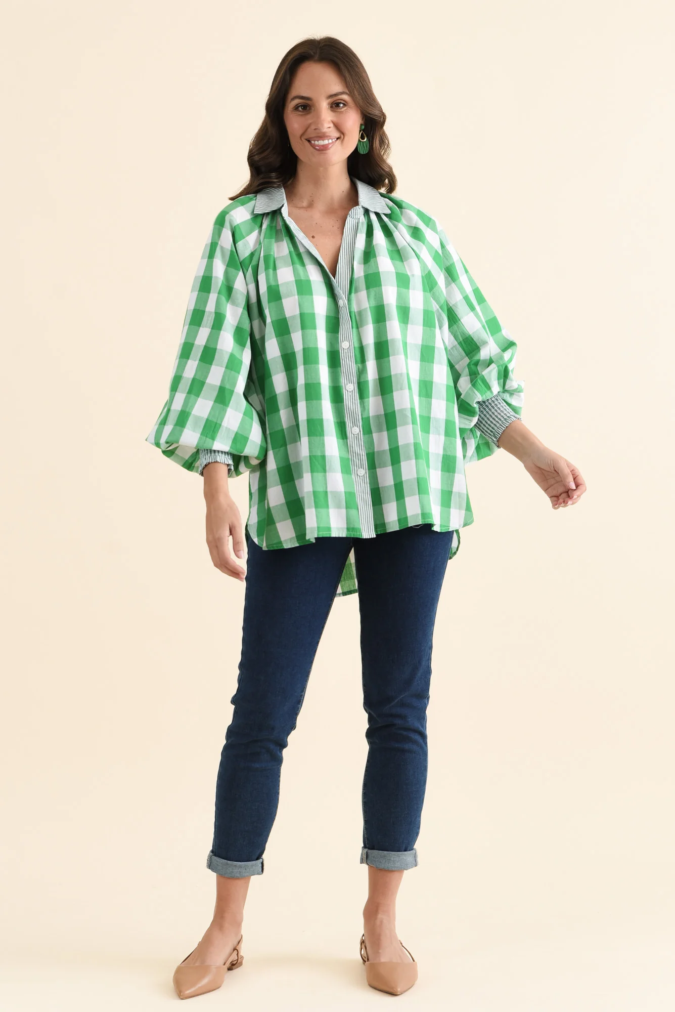 Stephens Green Check Cotton Shirt - Image 2