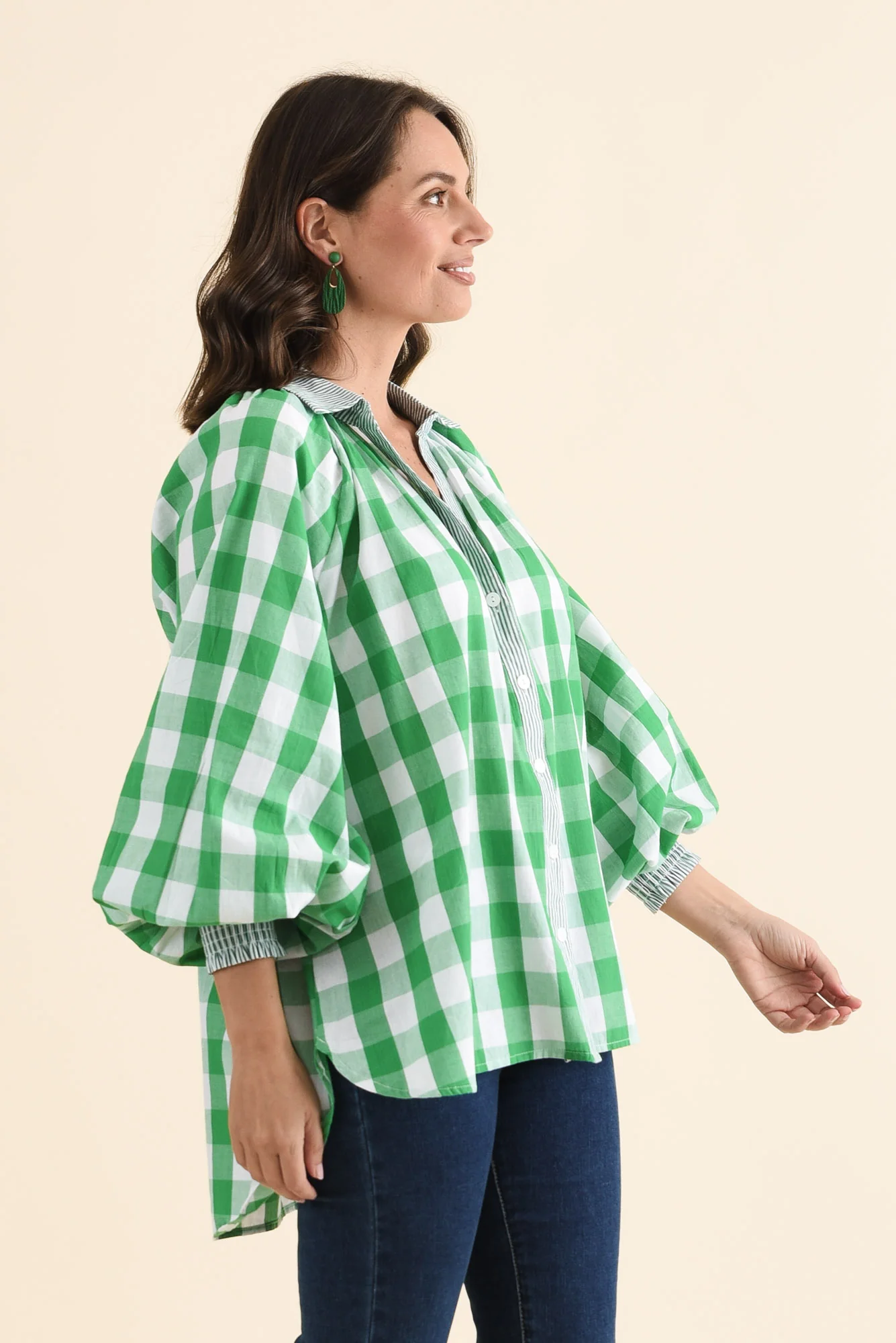 Stephens Green Check Cotton Shirt - Image 3