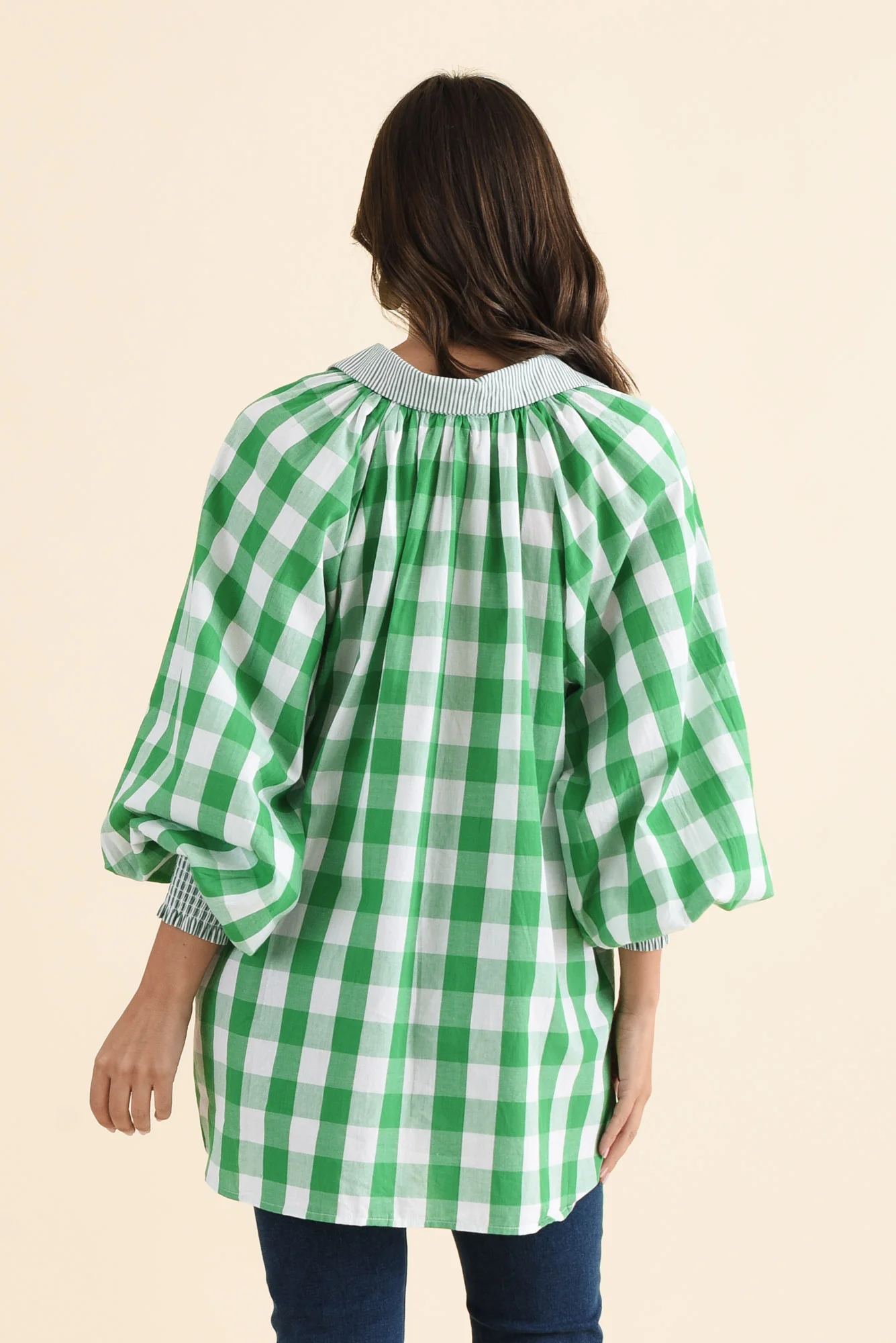 Stephens Green Check Cotton Shirt - Image 4
