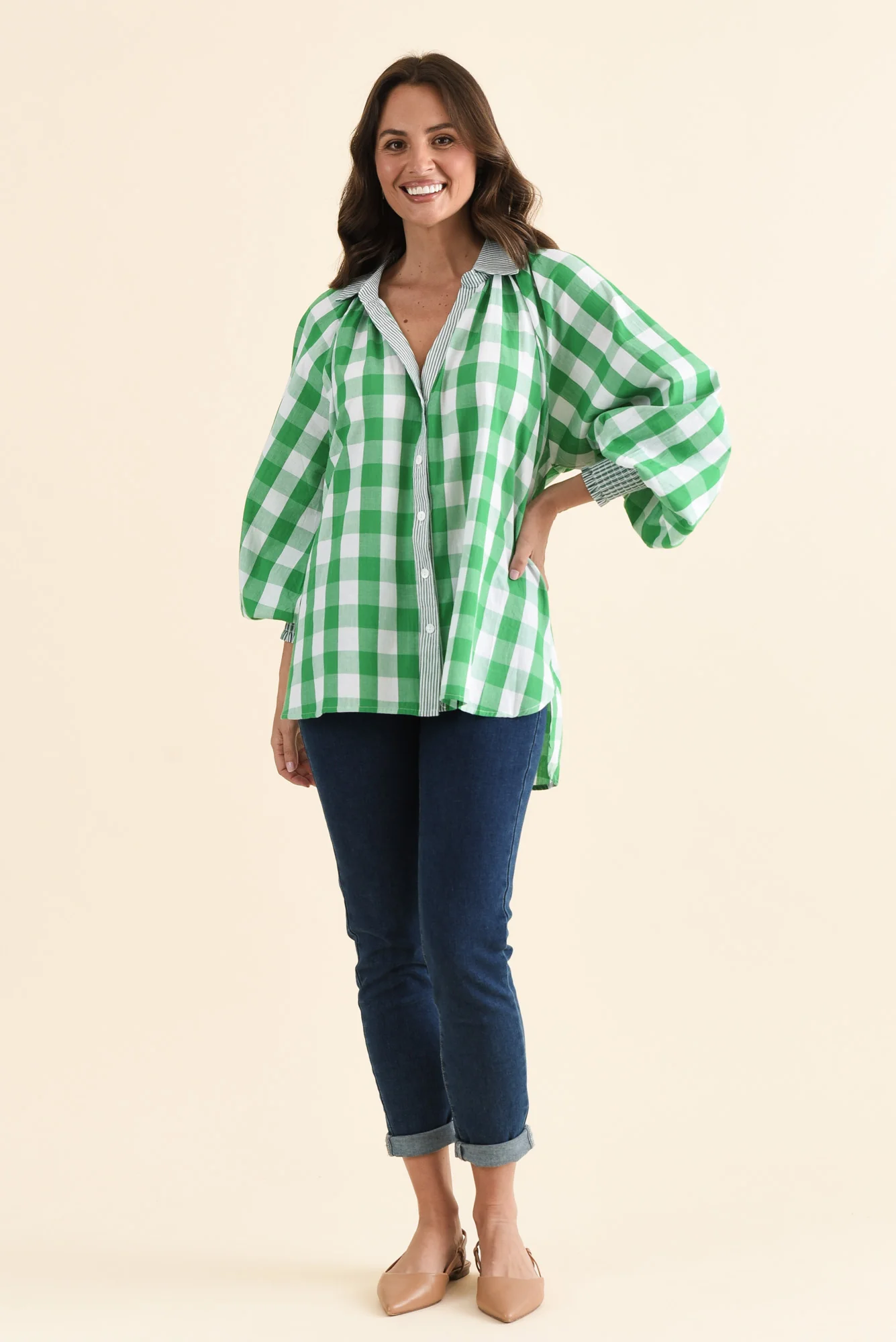 Stephens Green Check Cotton Shirt - Image 6