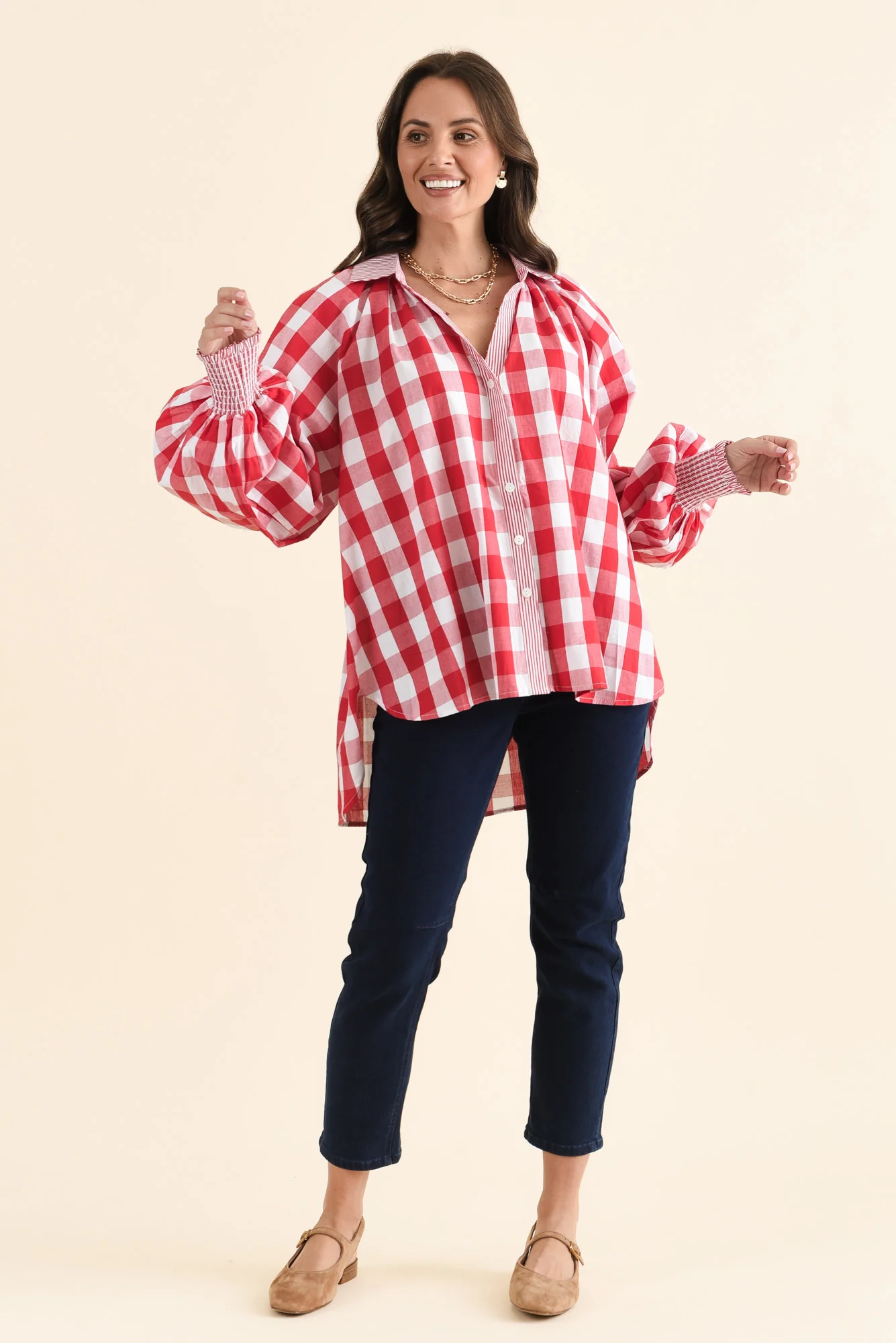 Stephens Red Check Cotton Shirt - Image 6