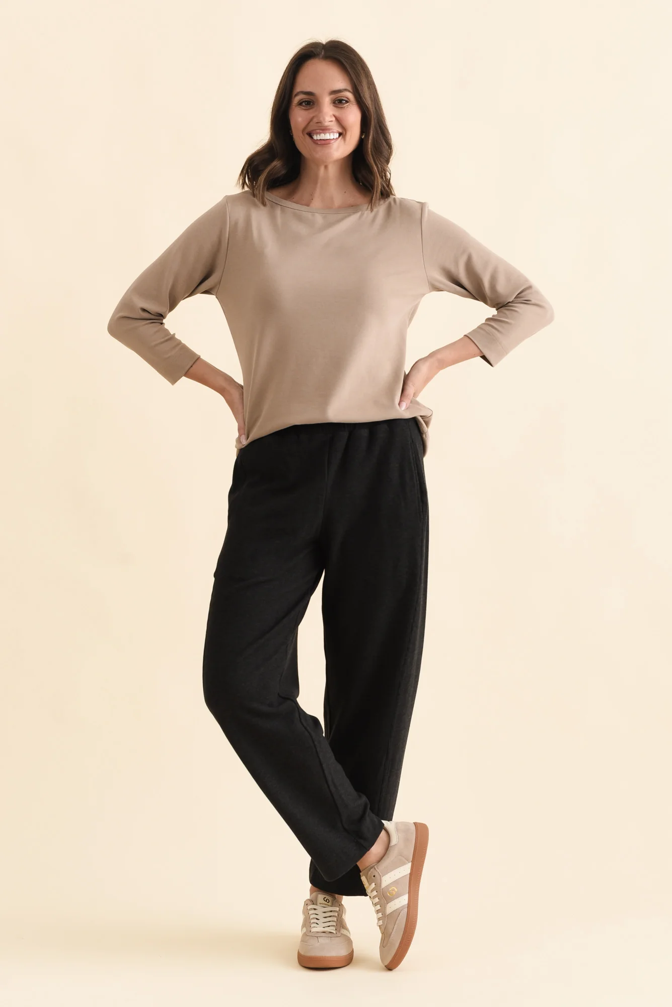 SuedeLuxe Beige 3/4 Sleeve Top - Image 4