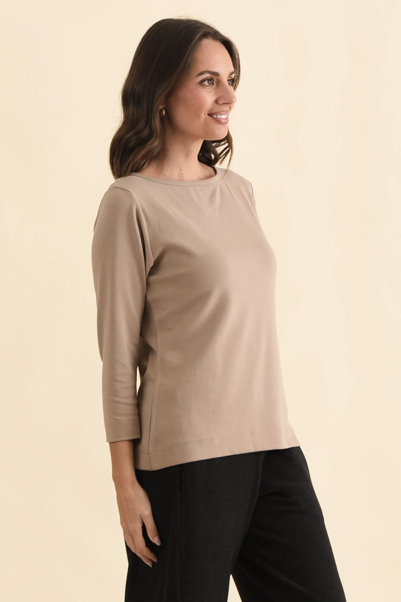 SuedeLuxe Beige 3/4 Sleeve Top - Image 5