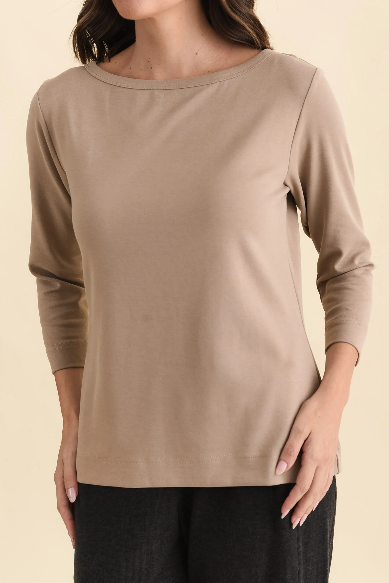 SuedeLuxe Beige 3/4 Sleeve Top - Image 7