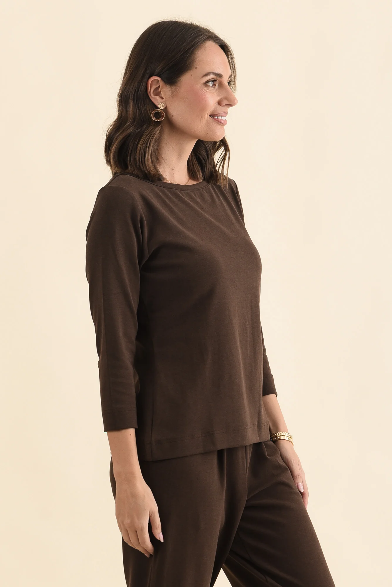 SuedeLuxe Chocolate 3/4 Sleeve Top - Image 5