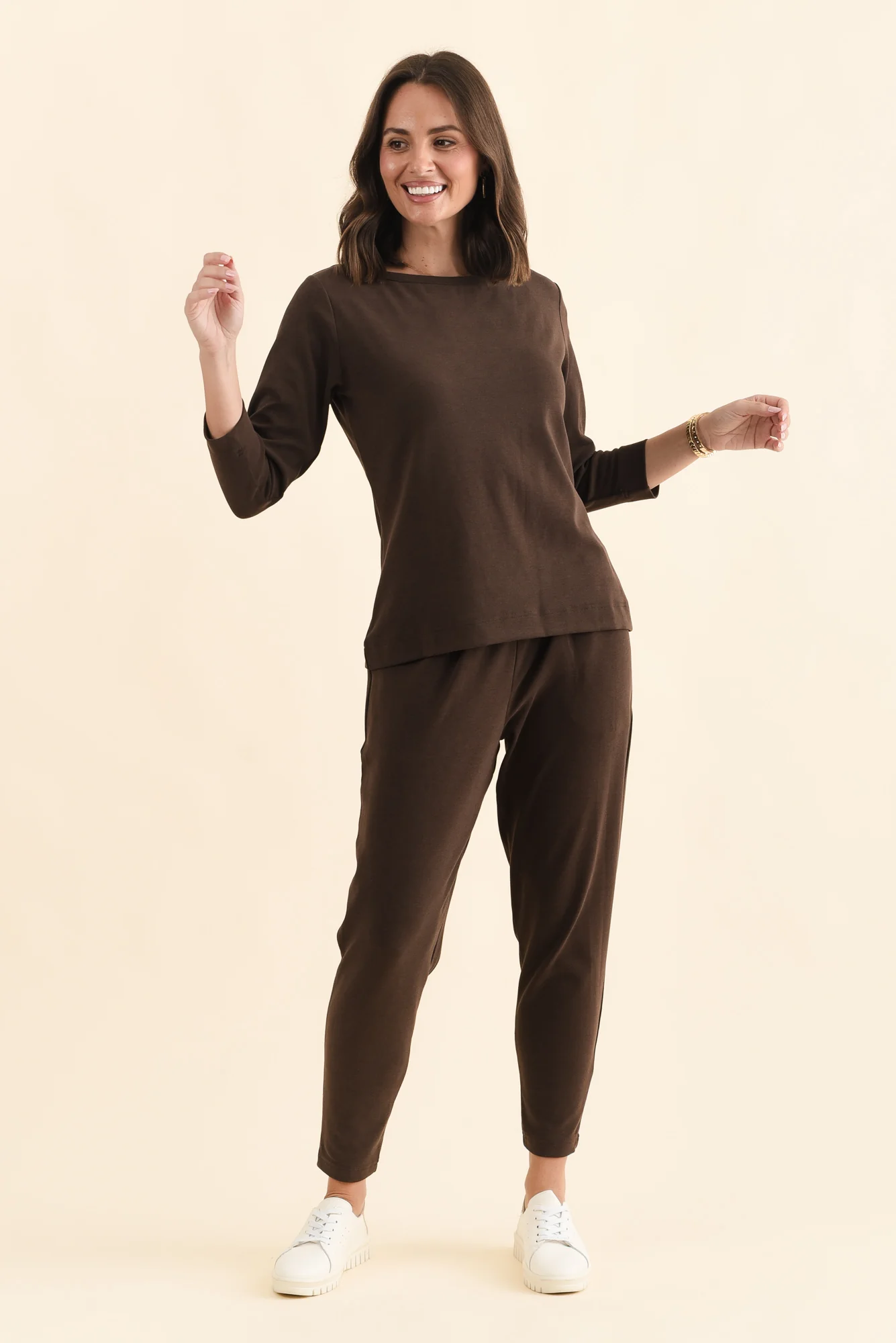 SuedeLuxe Chocolate 3/4 Sleeve Top - Image 8