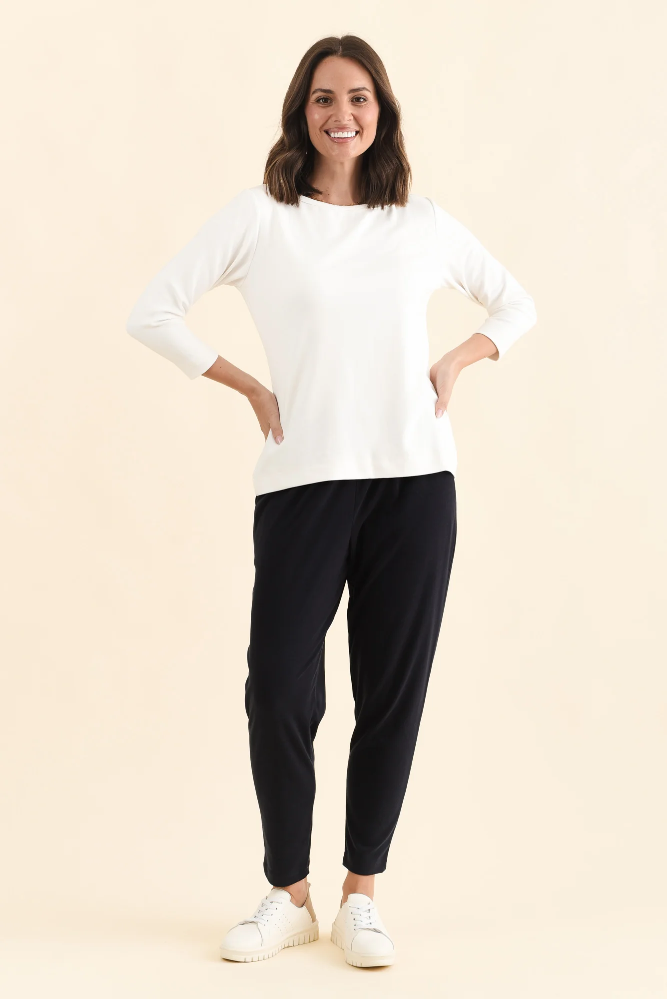 SuedeLuxe White 3/4 Sleeve Top - Image 4