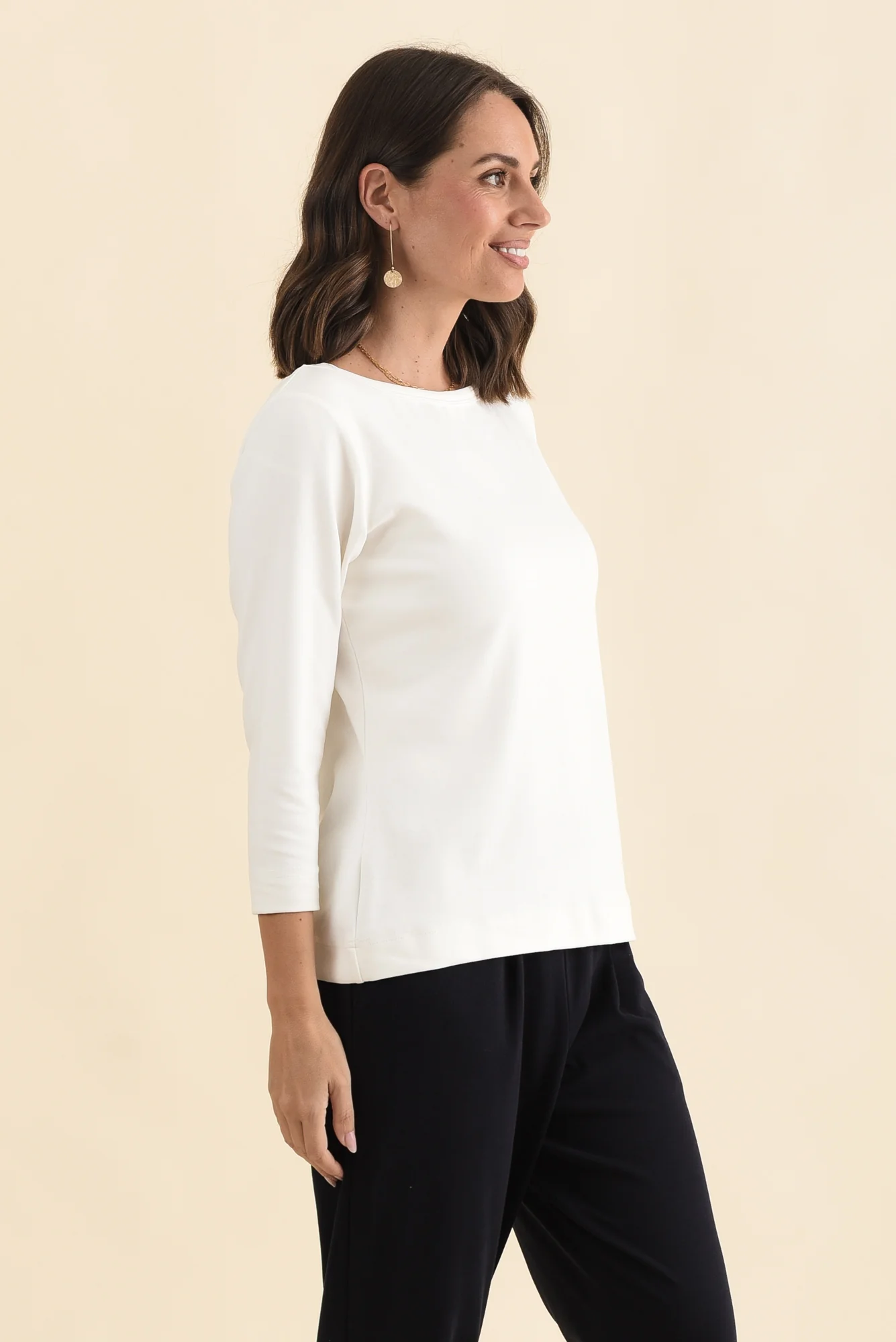 SuedeLuxe White 3/4 Sleeve Top - Image 5