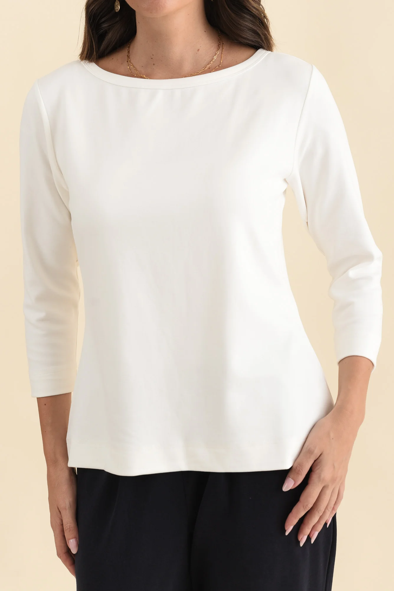 SuedeLuxe White 3/4 Sleeve Top - Image 7
