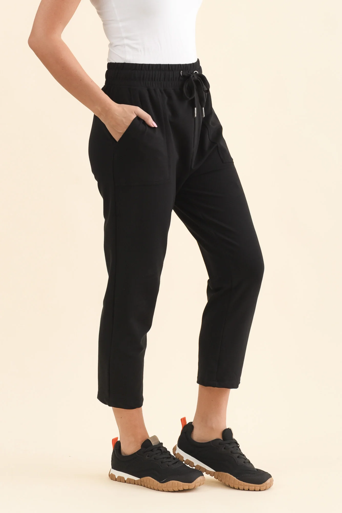 Sutton Black Cotton Relaxed Sweatpants - Image 3