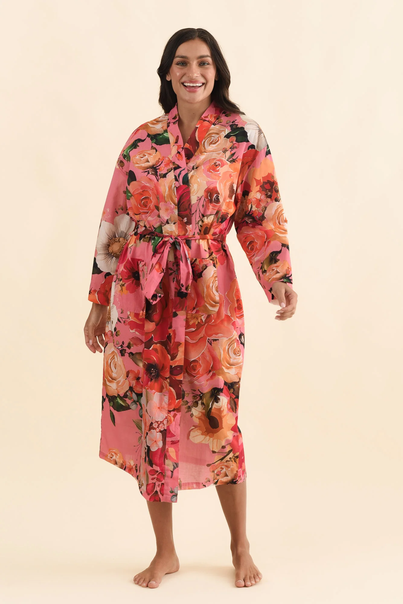 Taji Pink Rose Cotton Kimono - Image 6
