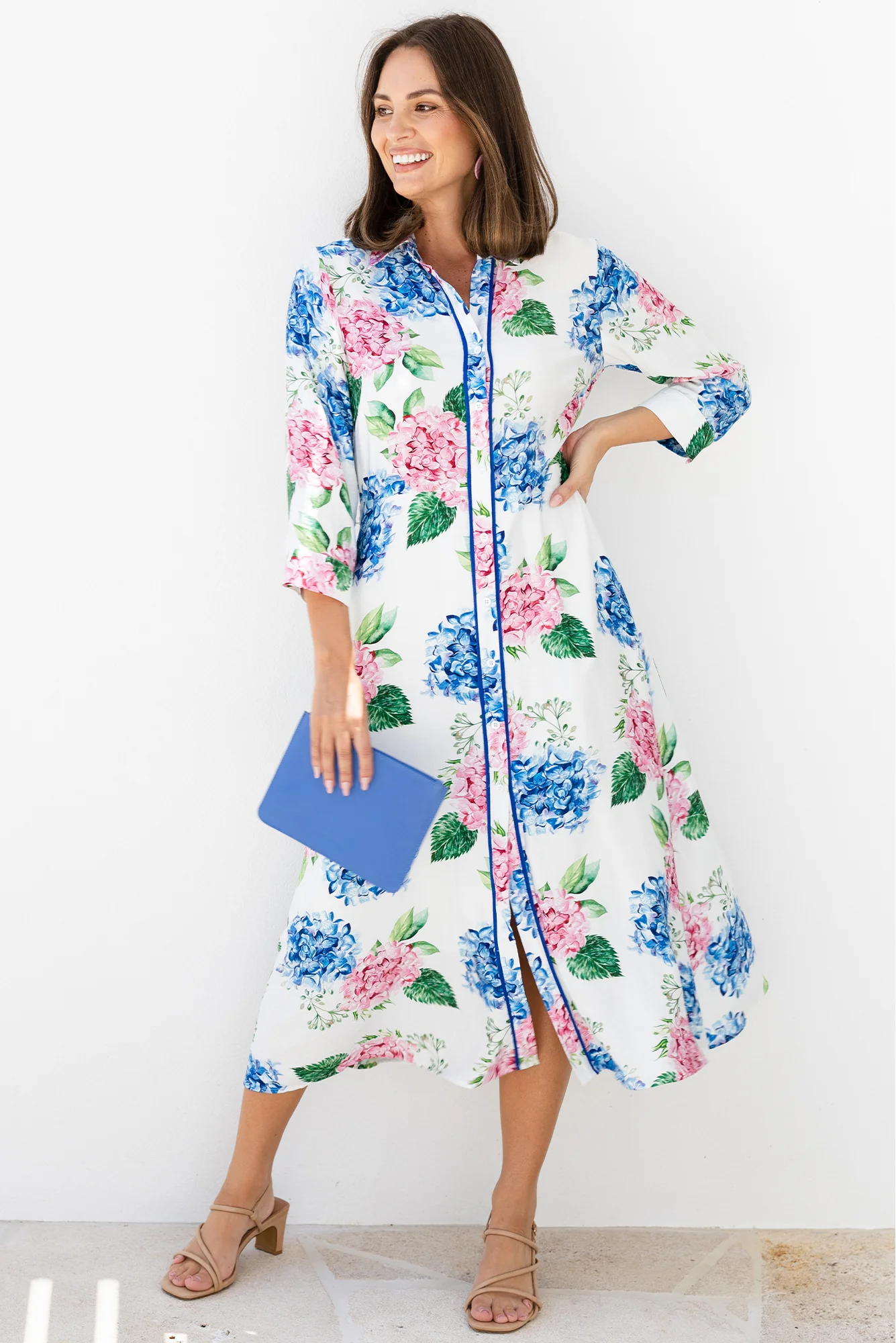 Taylah White Flower Linen Cotton Dress