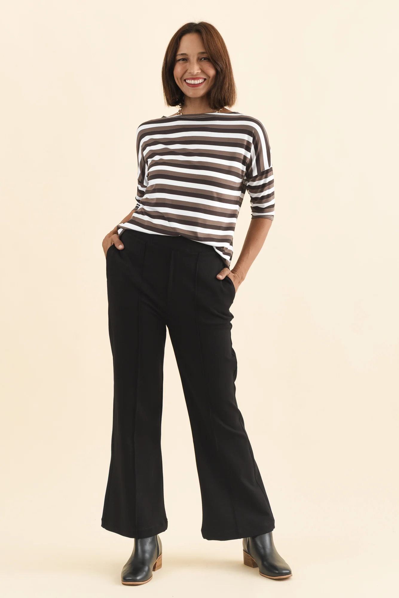Themis Black Ponte Flare Pants - Image 6