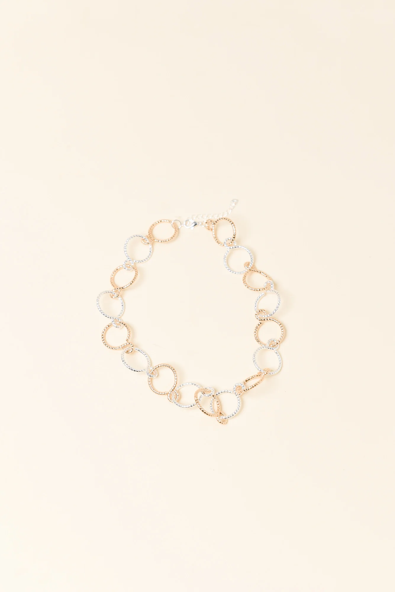 Theta Two Tone Ring Link Necklace