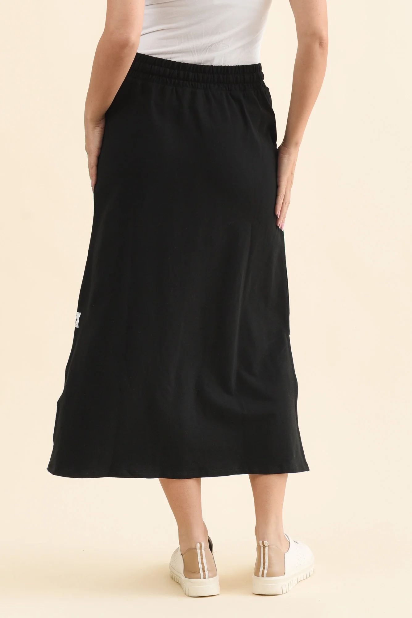Travel Black Cotton Maxi Skirt - Image 5