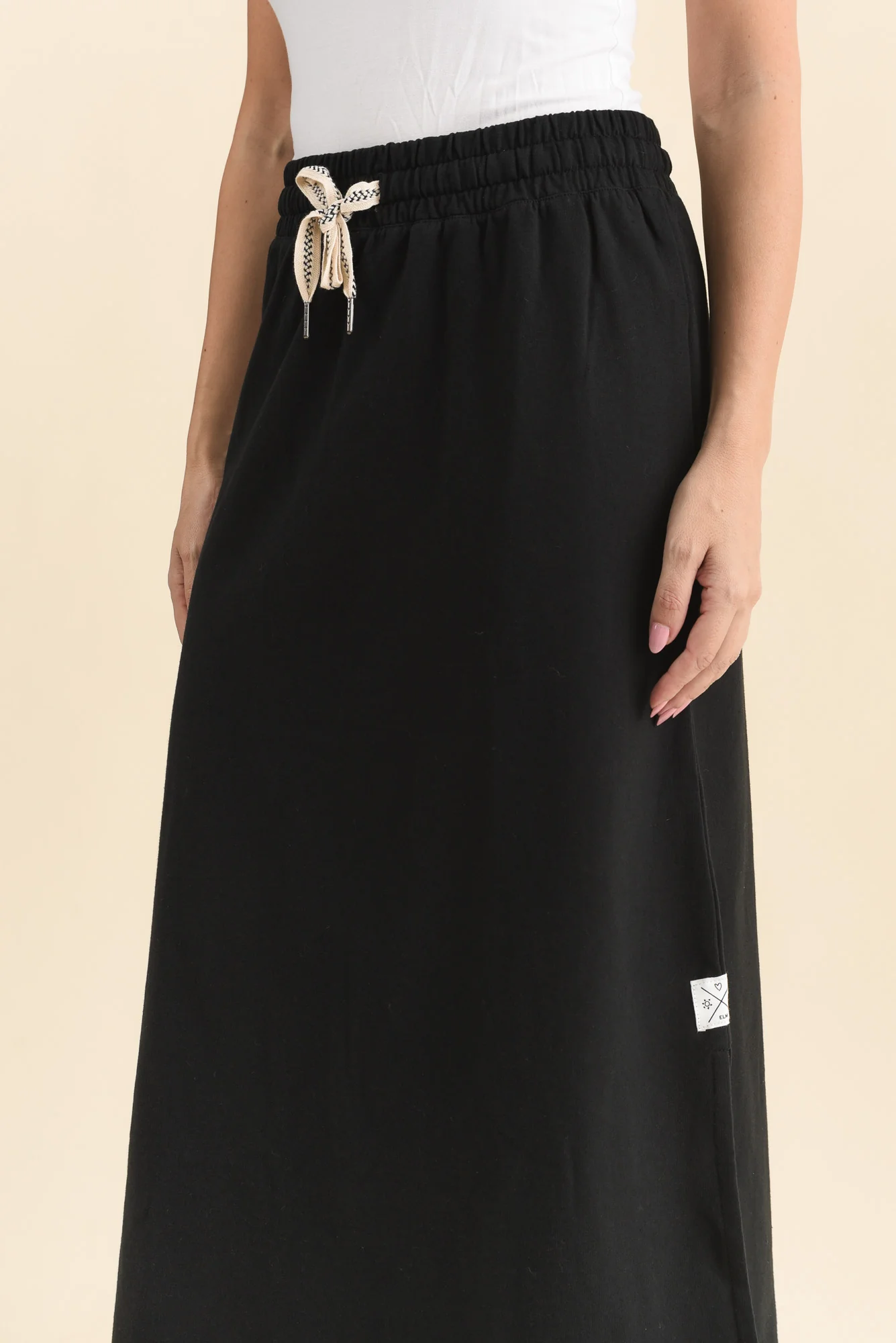Travel Black Cotton Maxi Skirt - Image 6
