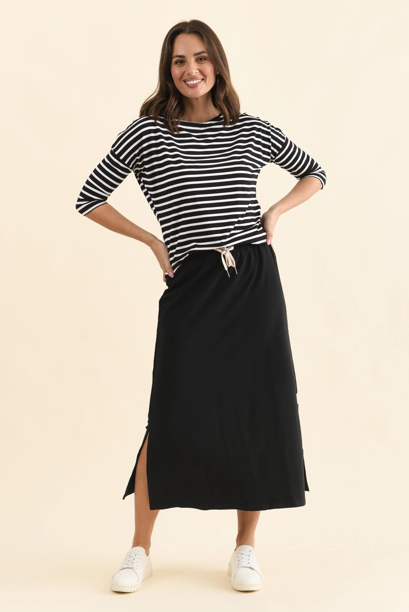Travel Black Cotton Maxi Skirt - Image 7