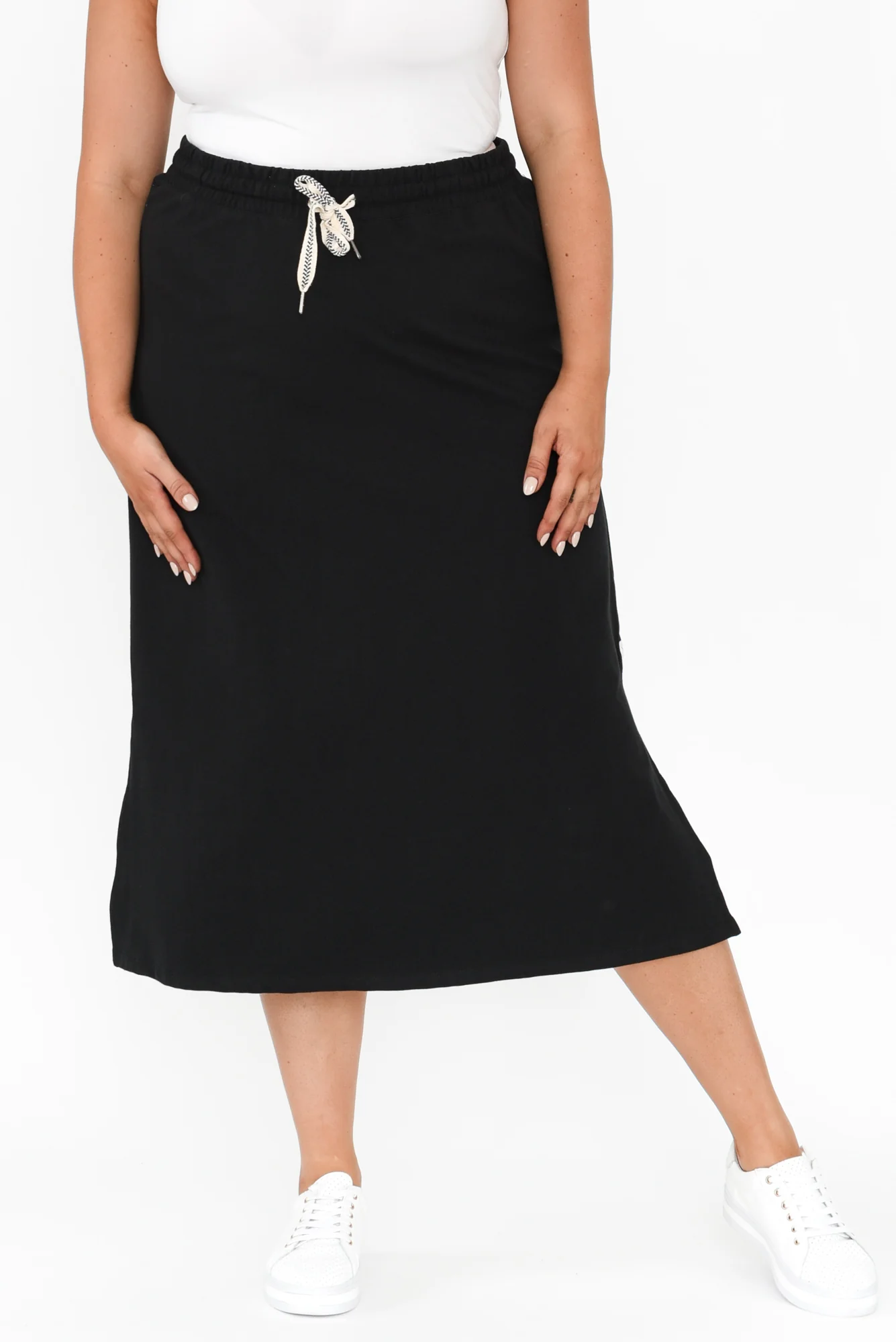 Travel Black Cotton Maxi Skirt - Image 8