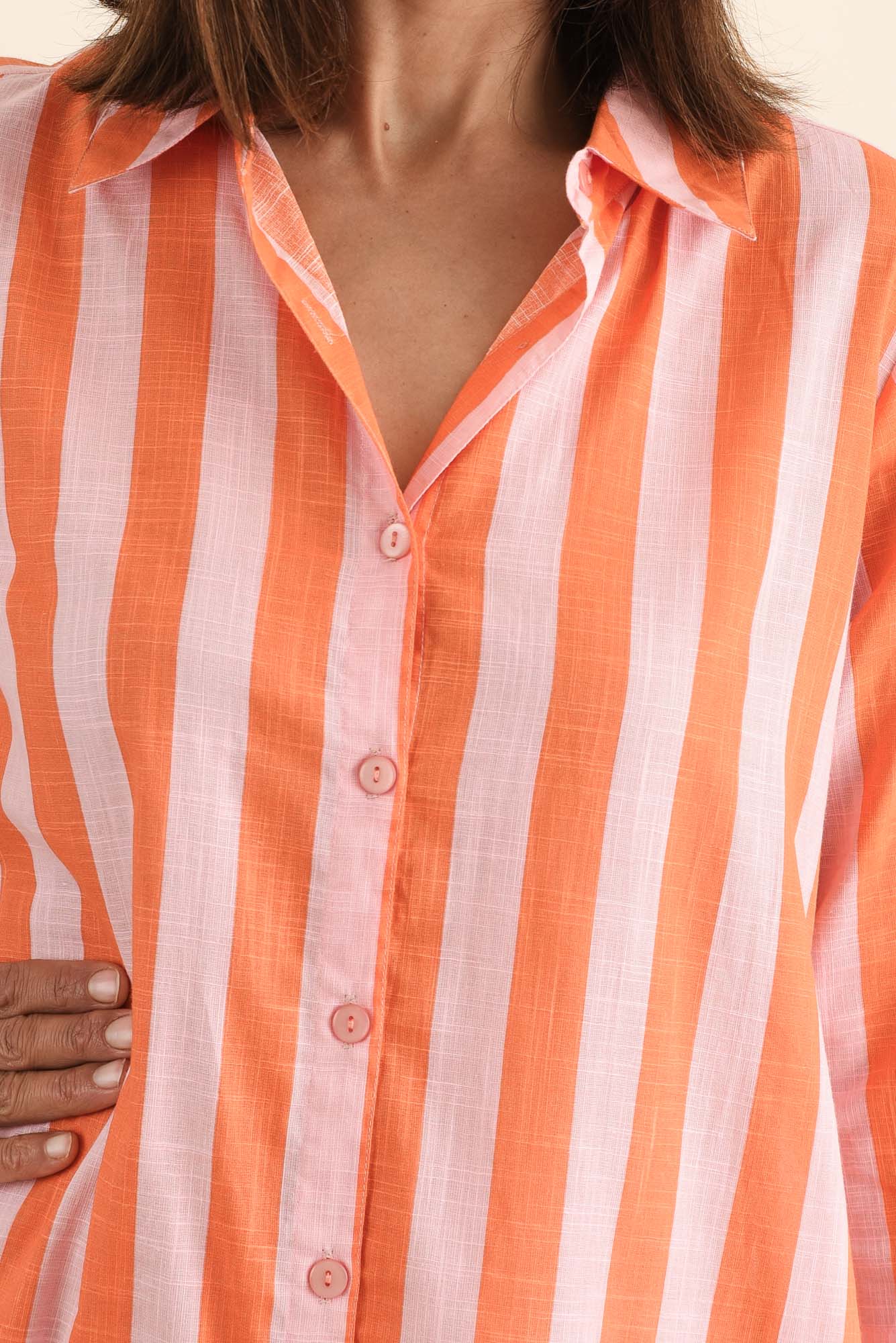 Tricia Orange Stripe Cotton Shirt Dress - Image 5