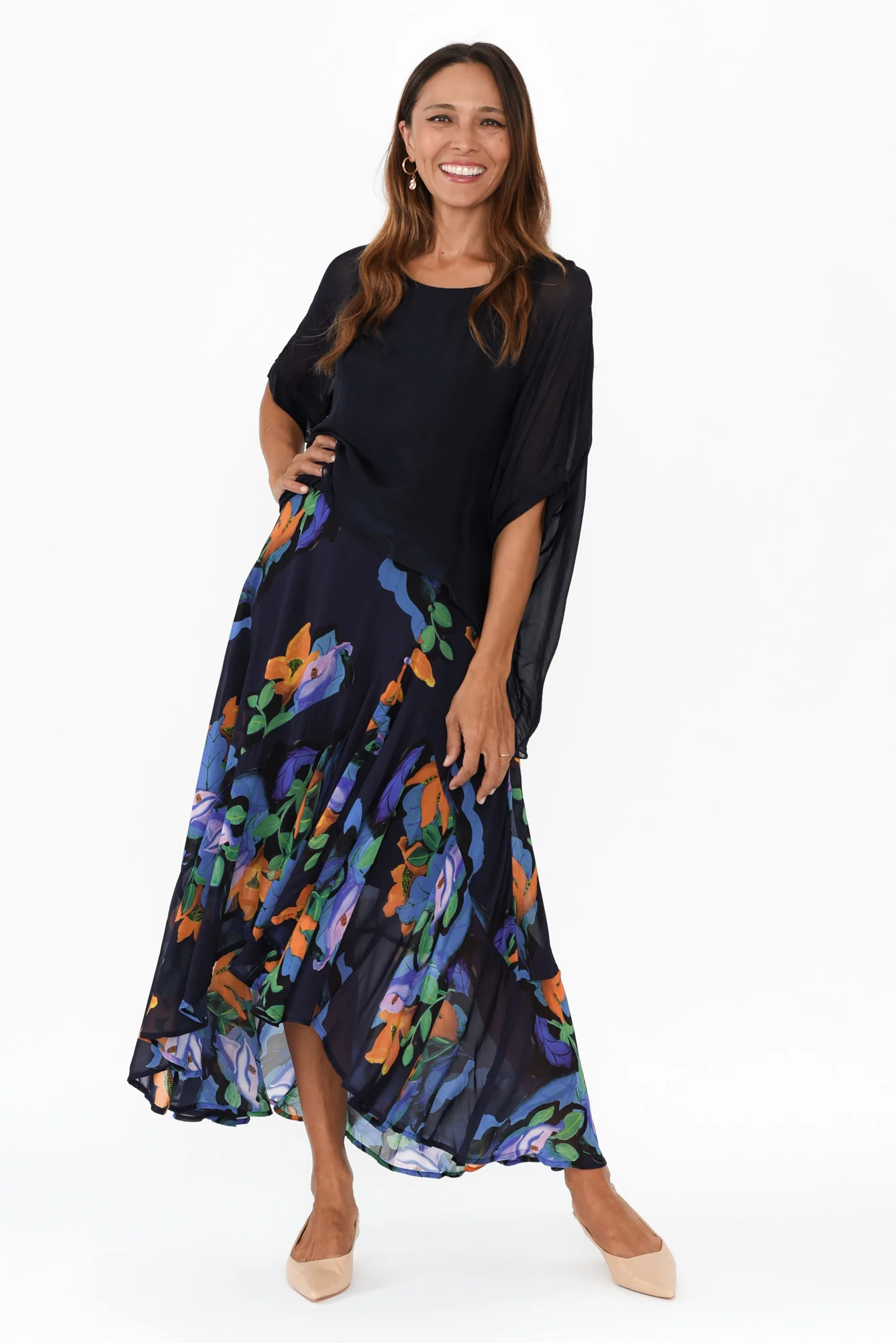 Twilight Navy Floral Skirt - Image 2