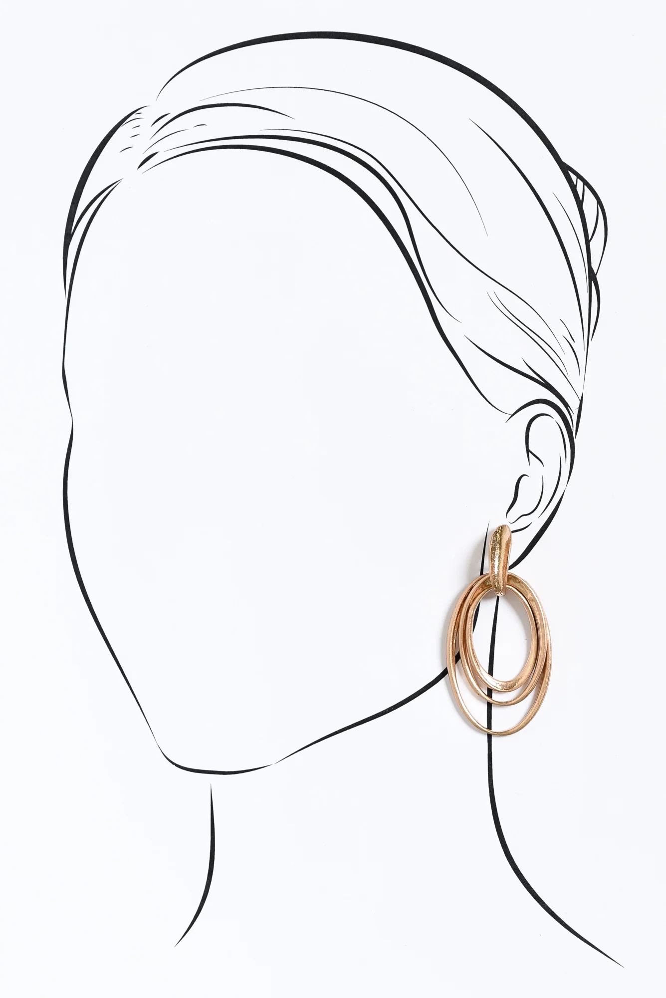 Ursula Gold Oval Pendant Earrings - Image 2