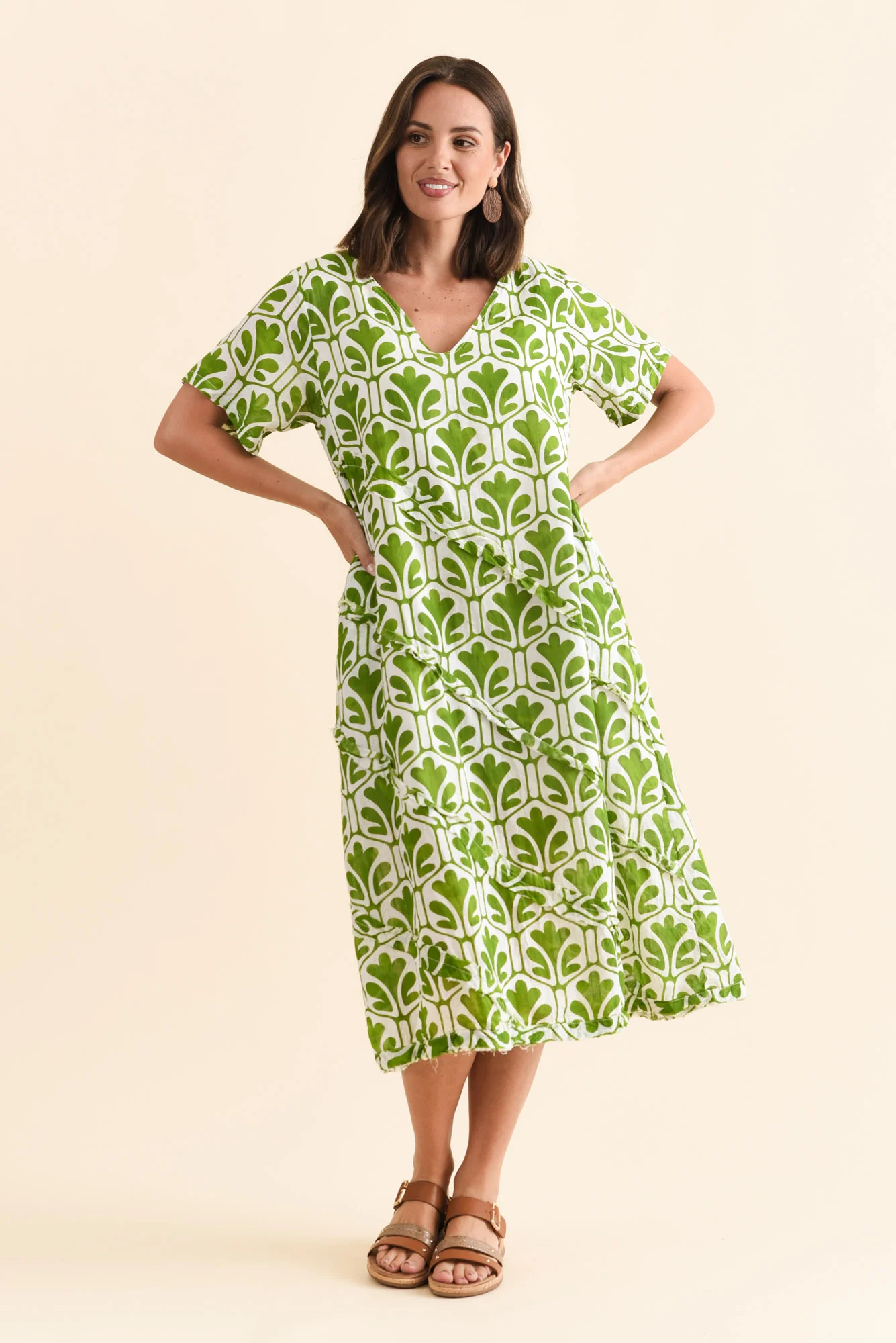 Vanessa Green Abstract Diagonal Seam Dress