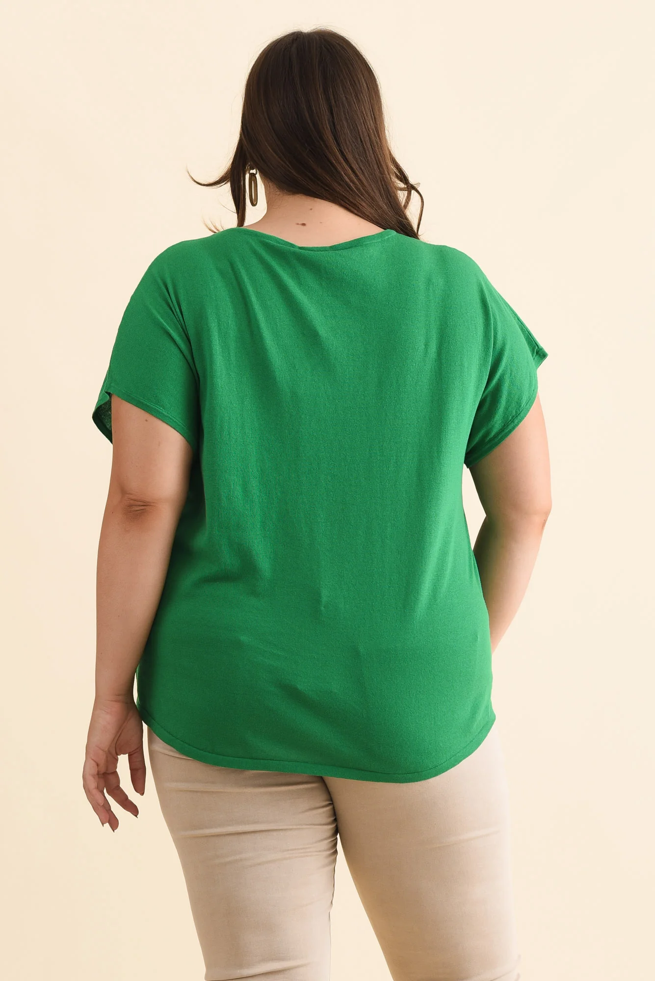 Via Green Cotton V Neck Knit Top - Image 10
