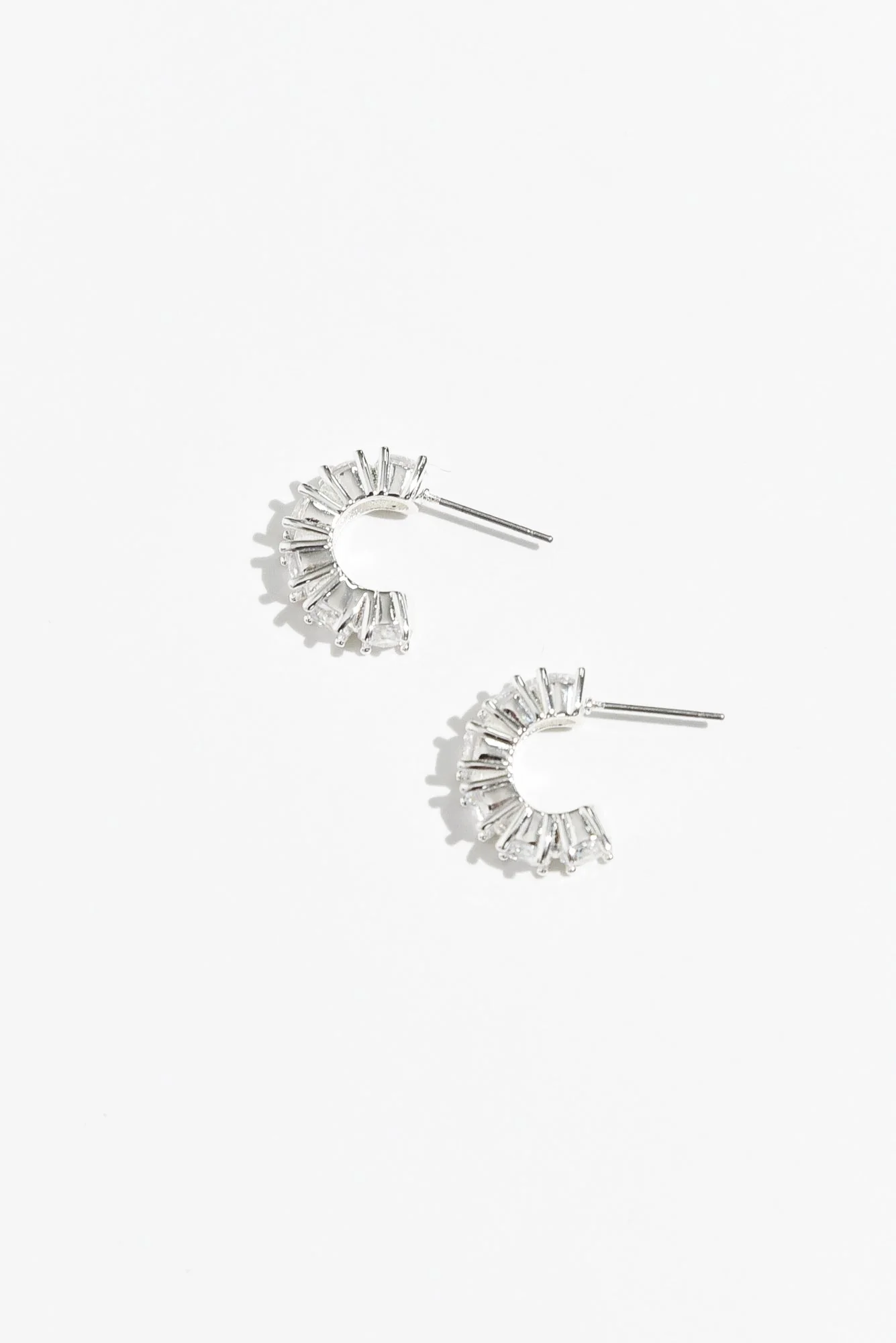 Vittoria Silver Crystal Half Hoop Earrings