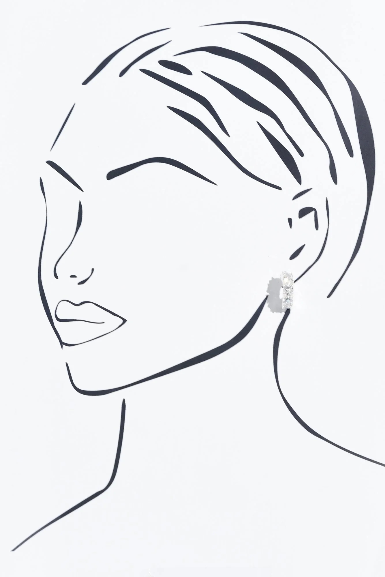 Vittoria Silver Crystal Half Hoop Earrings - Image 2