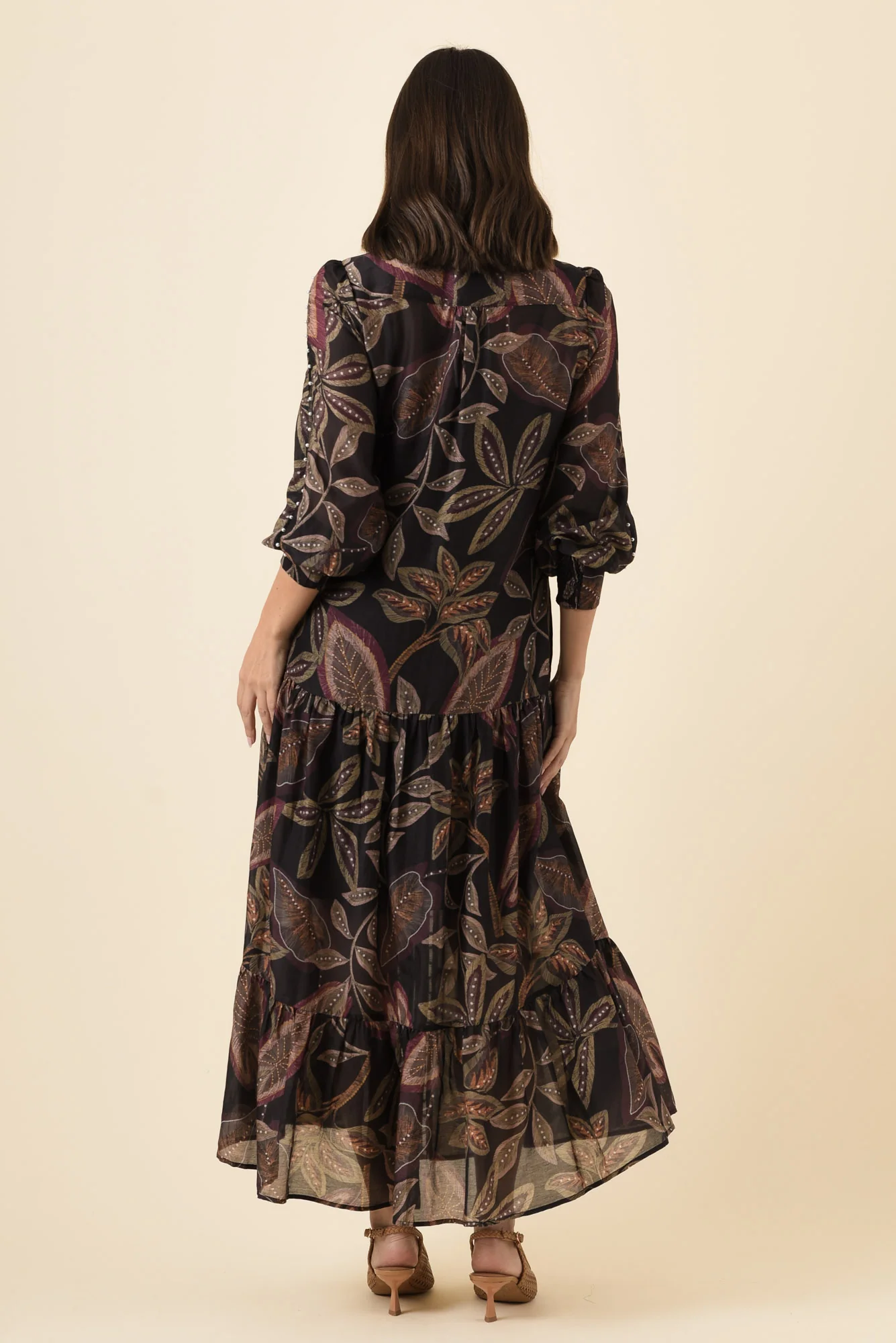 Wanderlust Dark Tropique Cotton Silk Pearl Dress - Image 4
