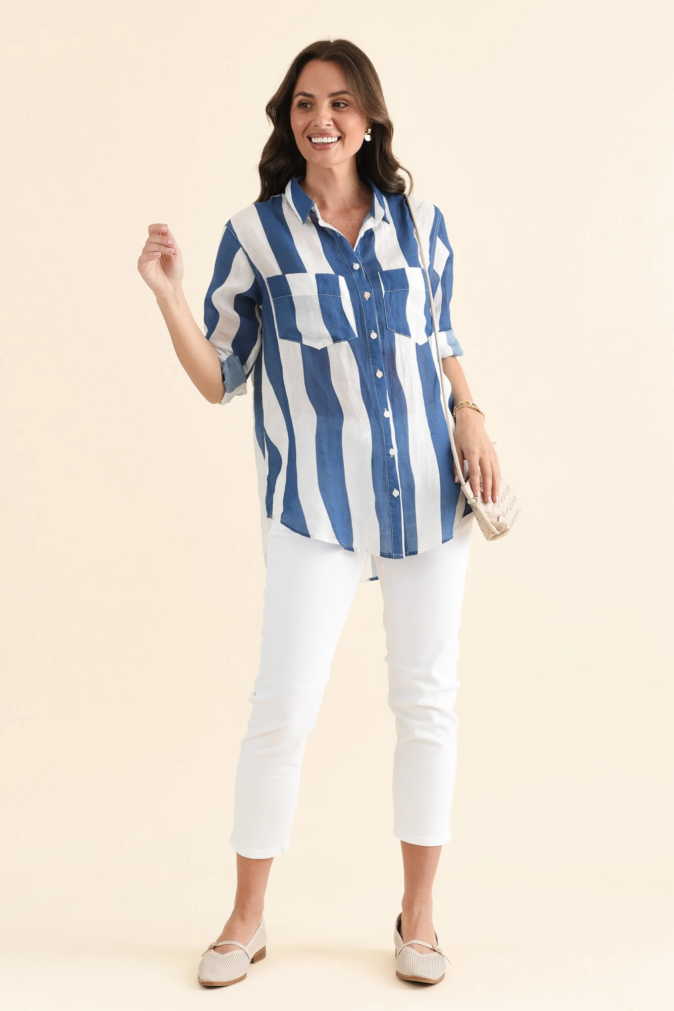 Wellington Blue Stripe Linen Shirt - Image 2