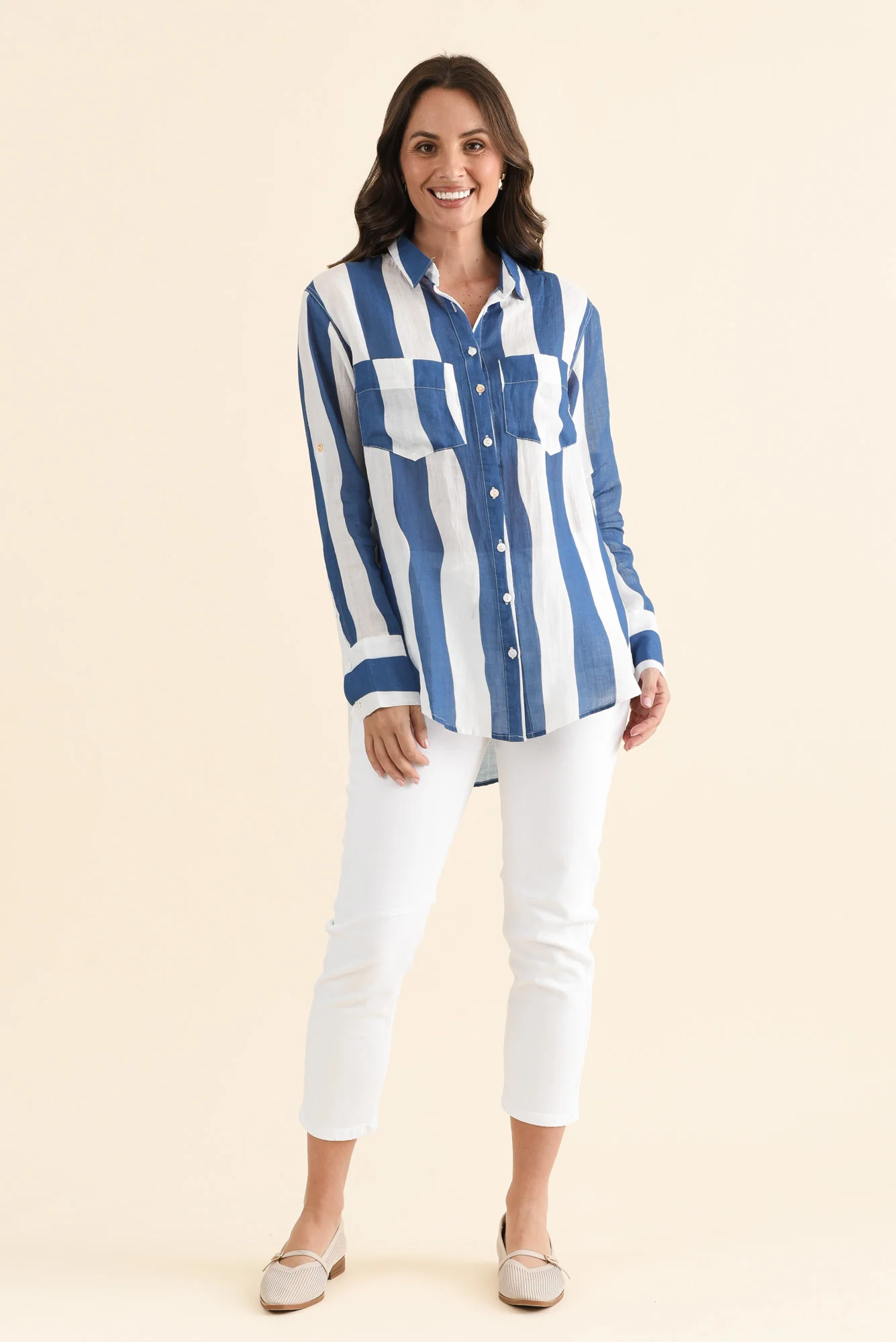 Wellington Blue Stripe Linen Shirt - Image 6